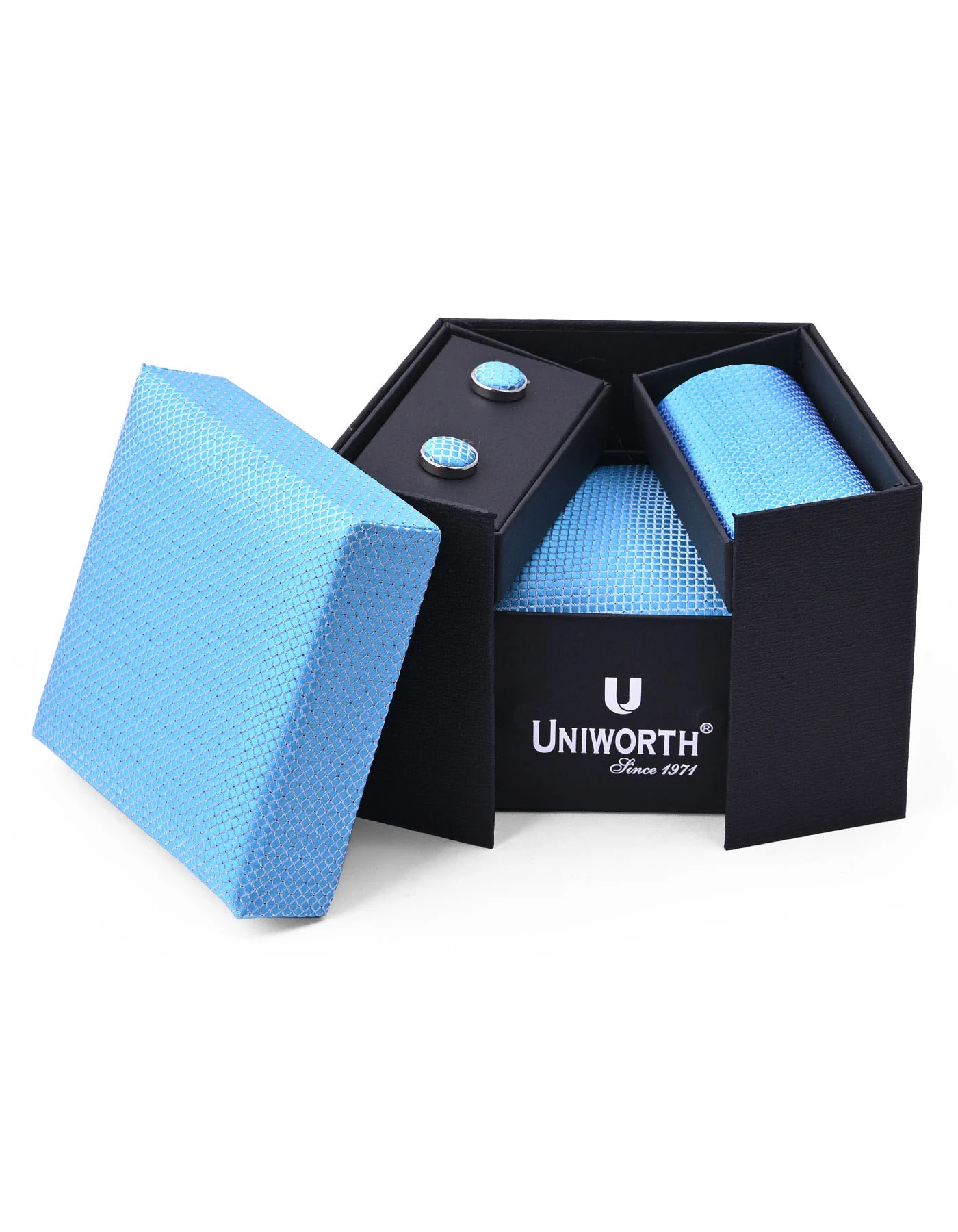 Aqua Self Cufflink Tie Set - Image 2