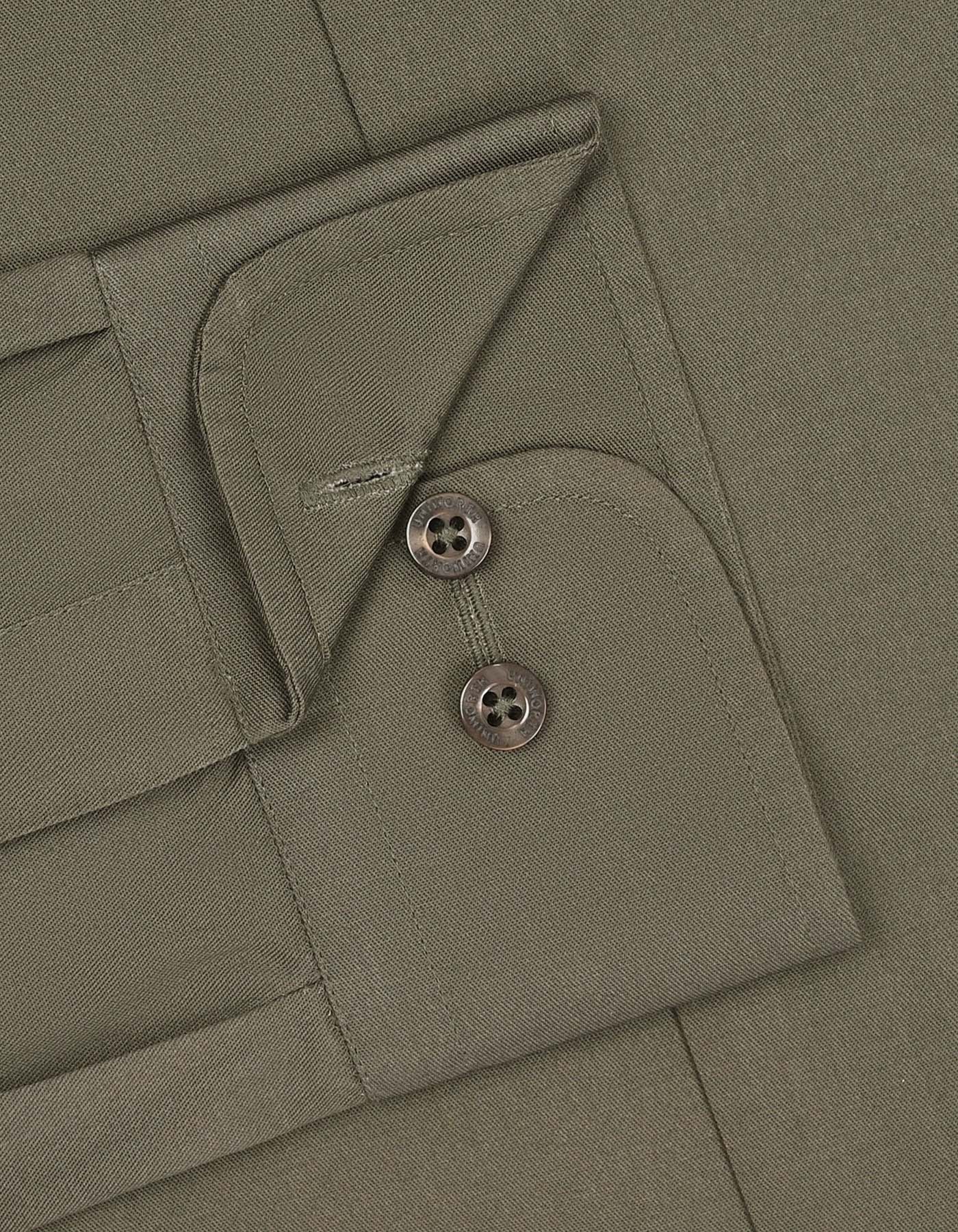 Army Green Plain Classic Fit Shirt - Image 3