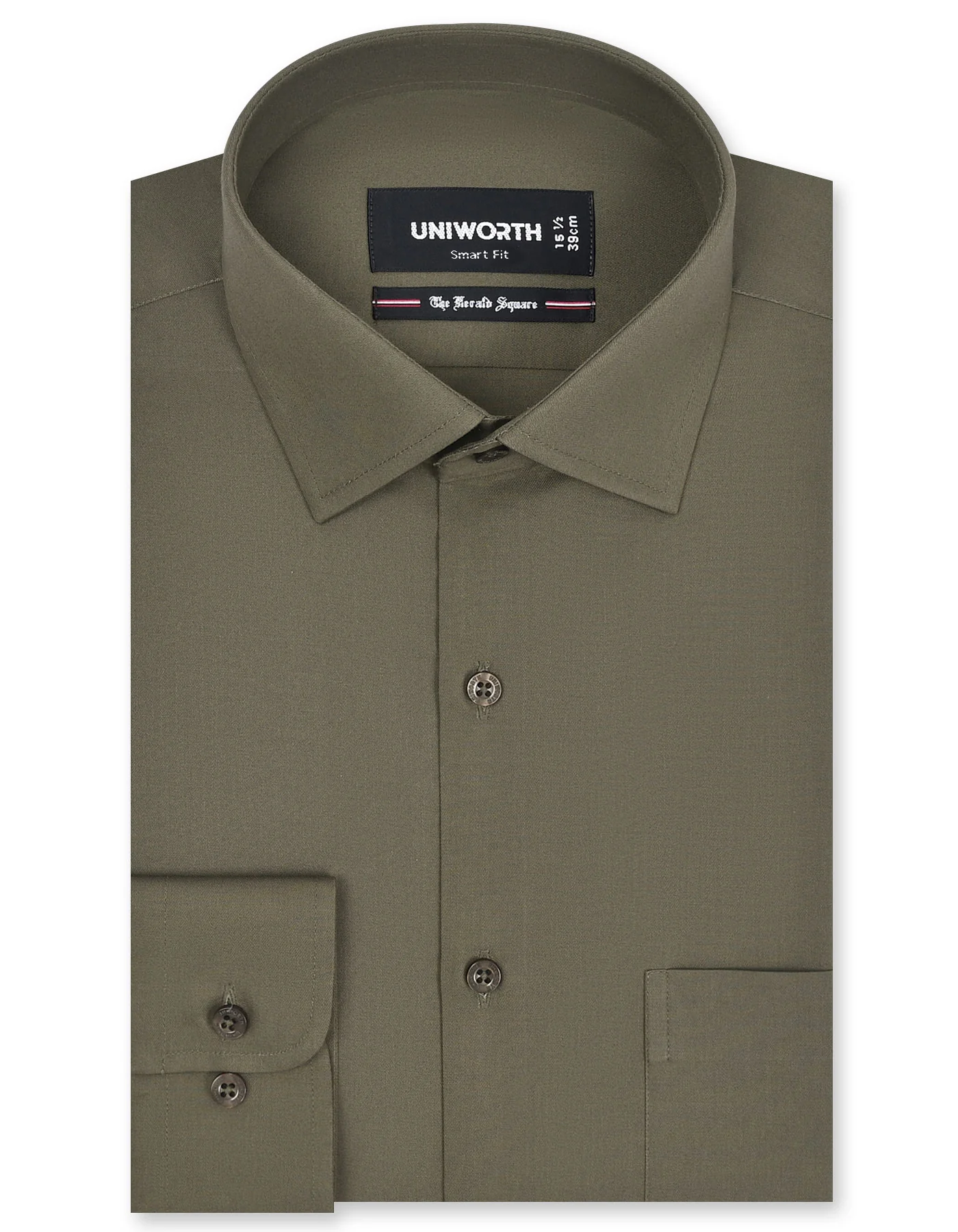 Army Green Plain Tailored Smart Fit Shirt
