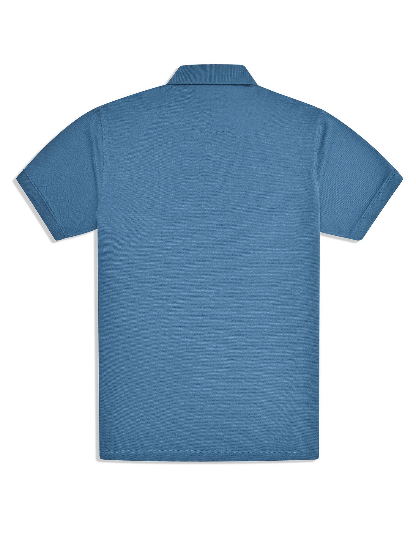 Aura Blue Plain Pique Polo Shirt - Image 4