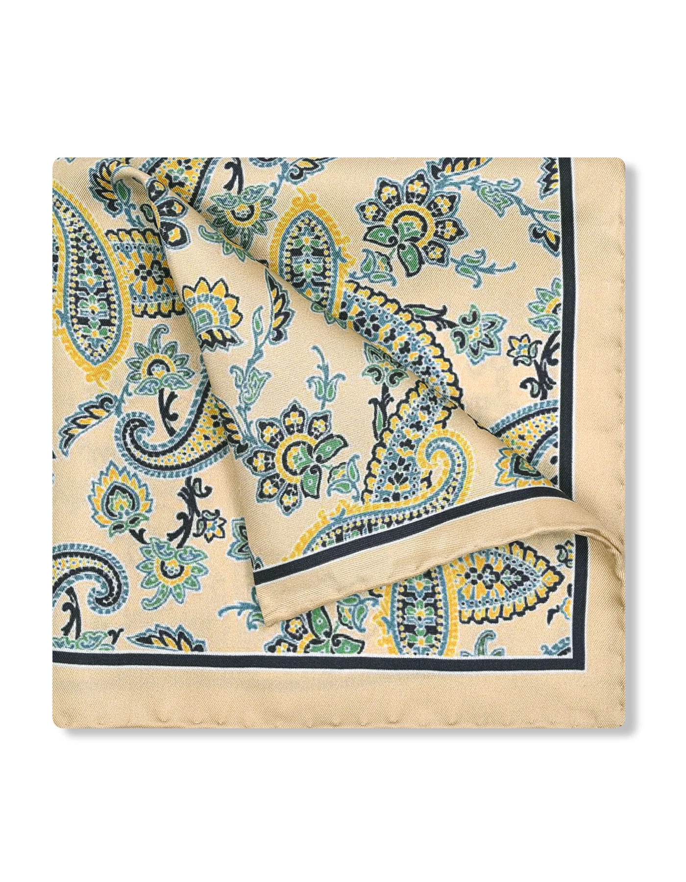 Beige 100% Silk Pocket Square - Image 3