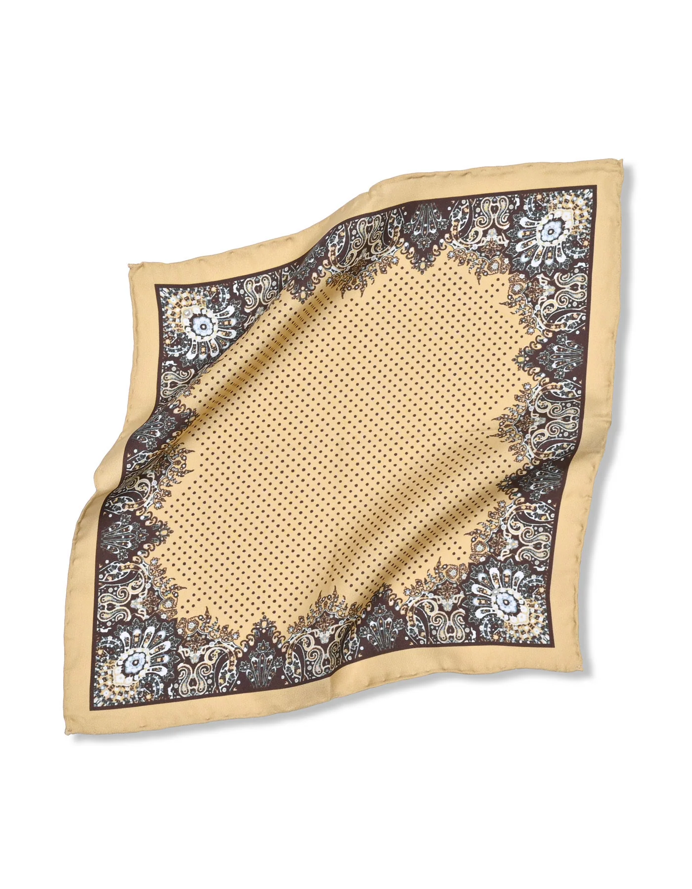 Beige 100% Silk Pocket Square - Image 4