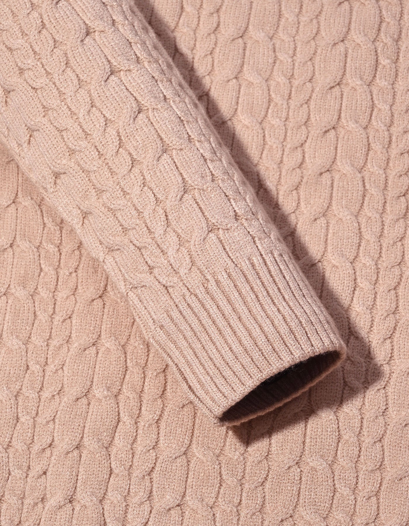 Beige Cable Knit High Neck Sweater - Image 4