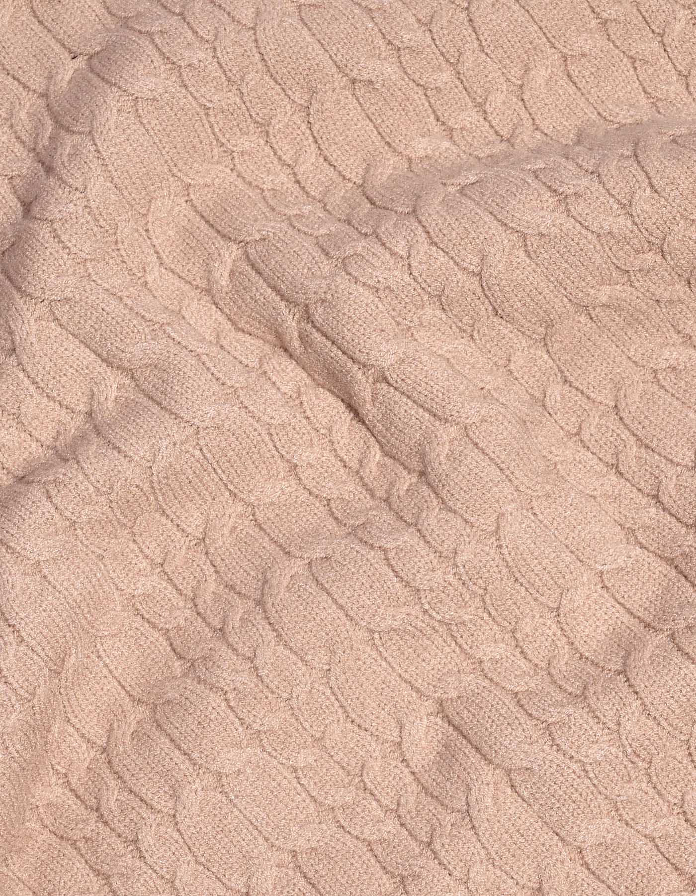 Beige Cable Knit High Neck Sweater - Image 7