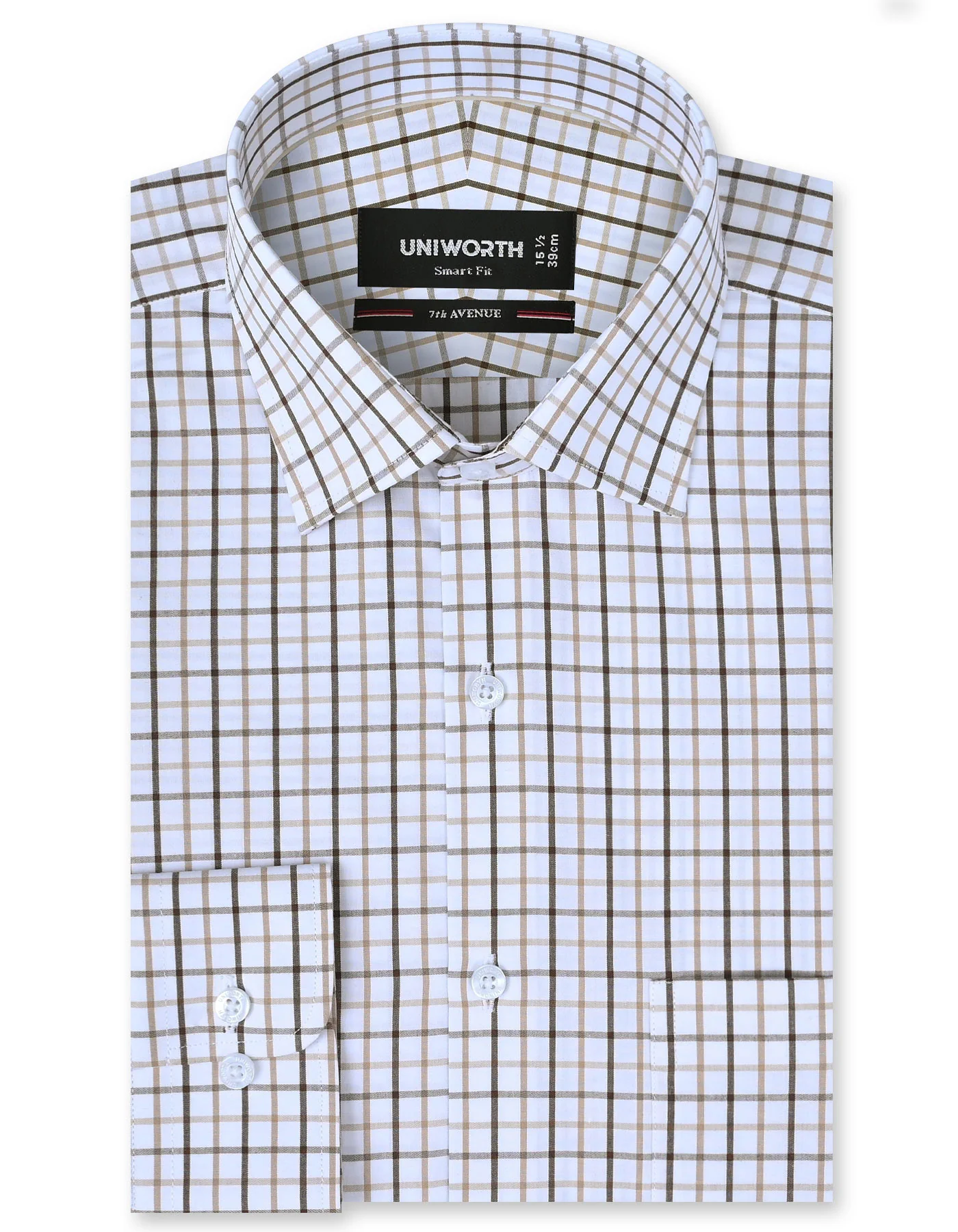 Beige Check Tailored Smart Fit Shirt