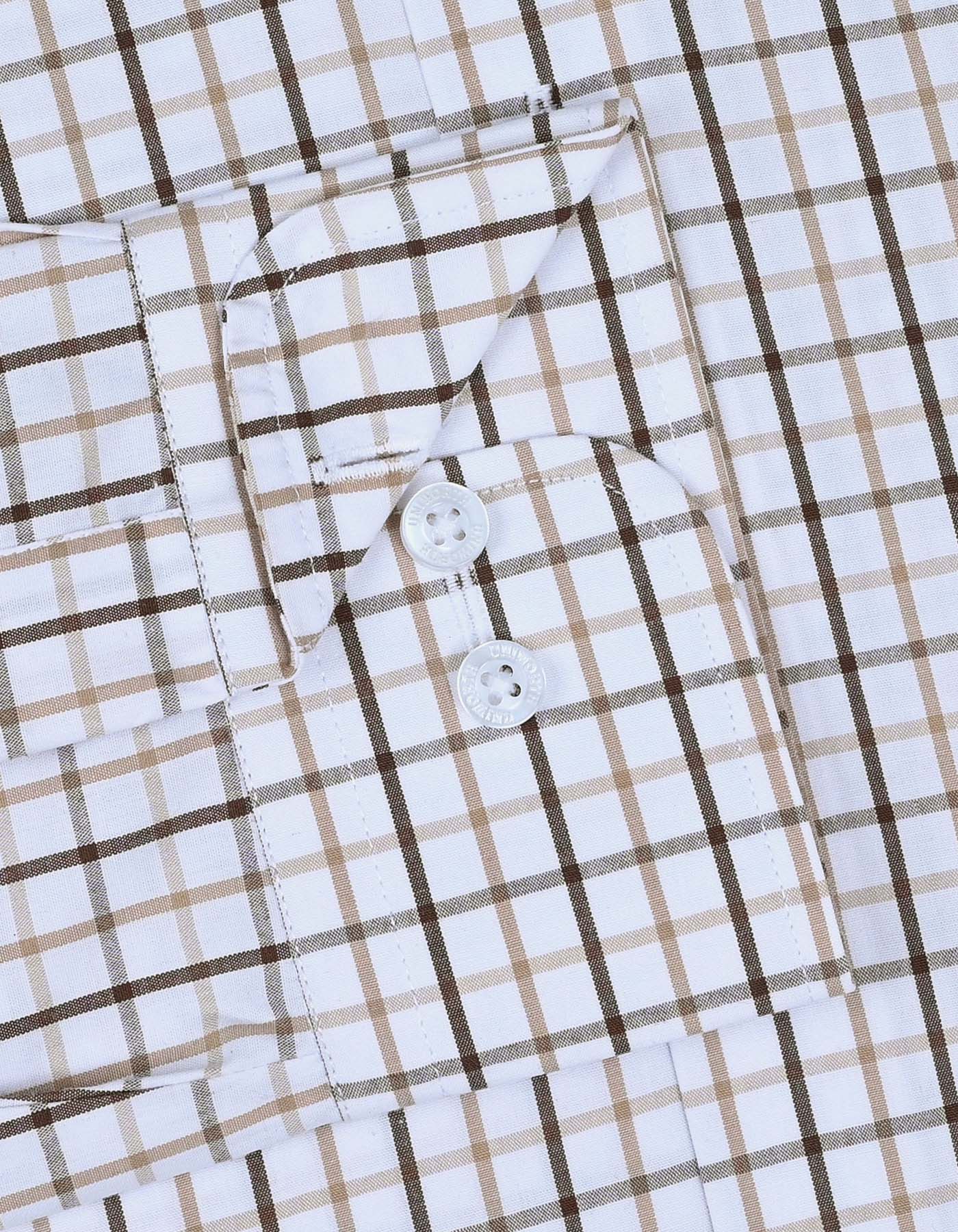 Beige Check Tailored Smart Fit Shirt - Image 3