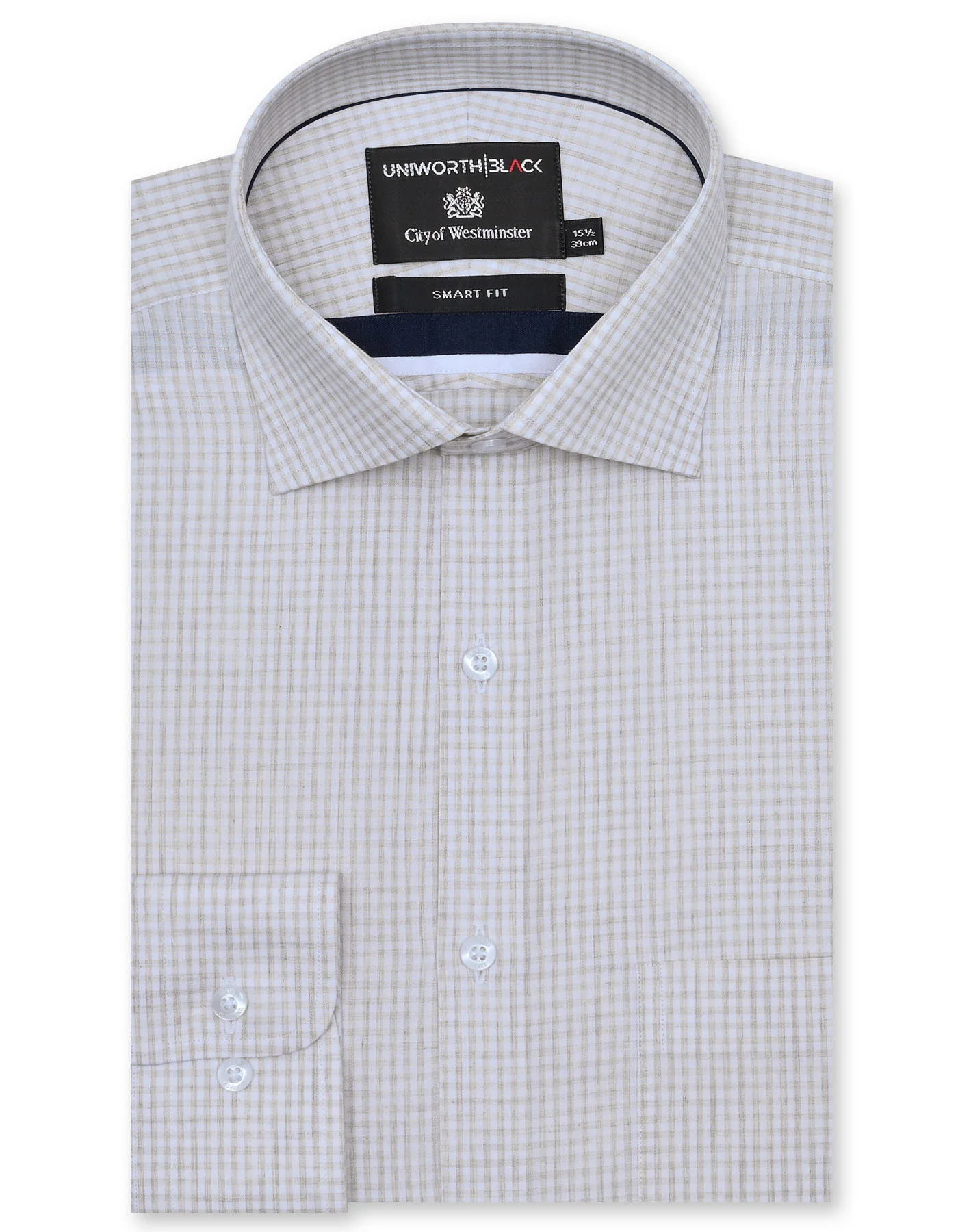 Beige Check Tailored Smart Fit Shirt