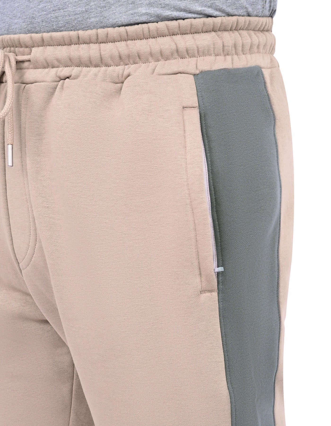 Beige Color Block Sweatpants - Image 2