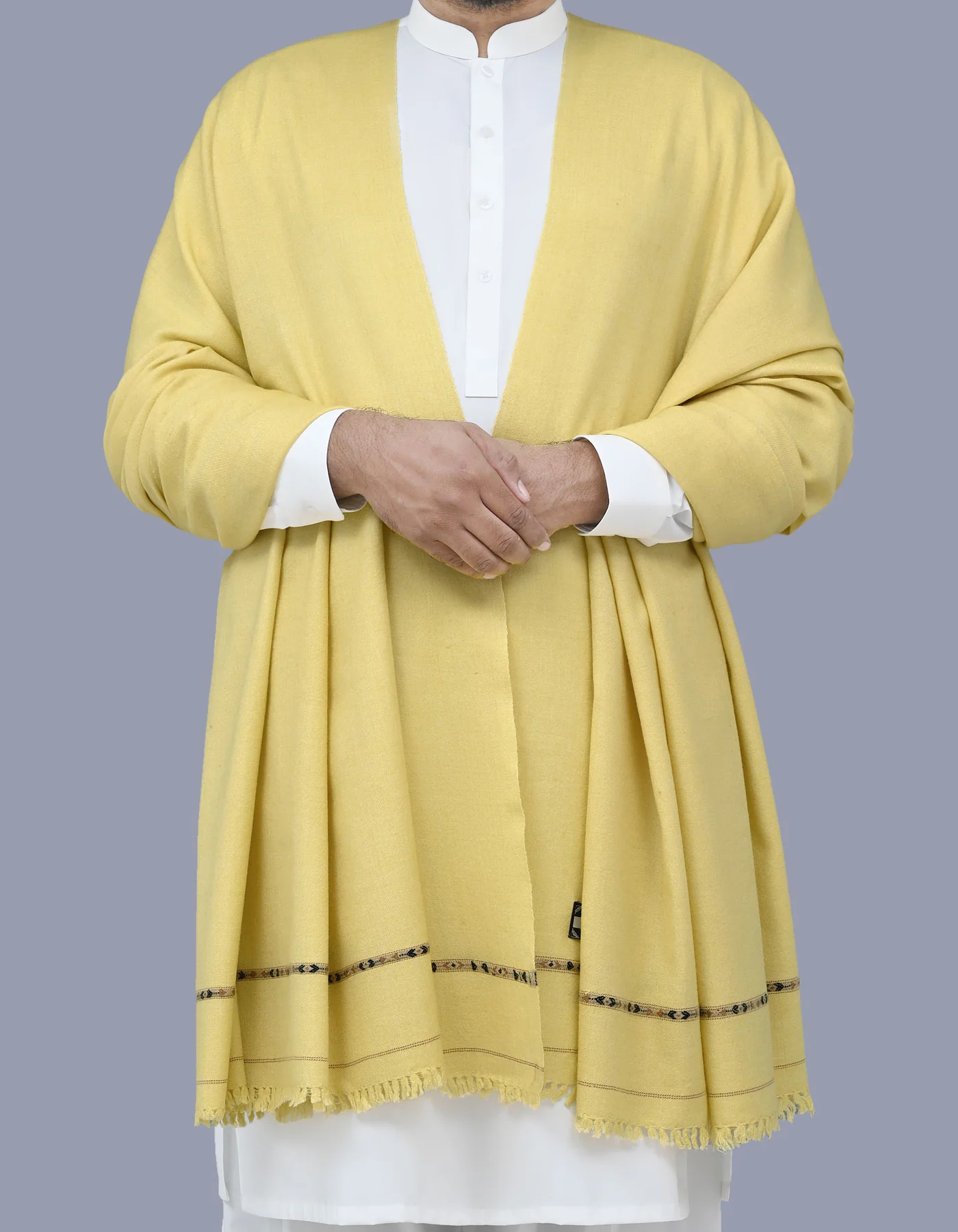 Beige Plain 100% Acrylic Men Shawl
