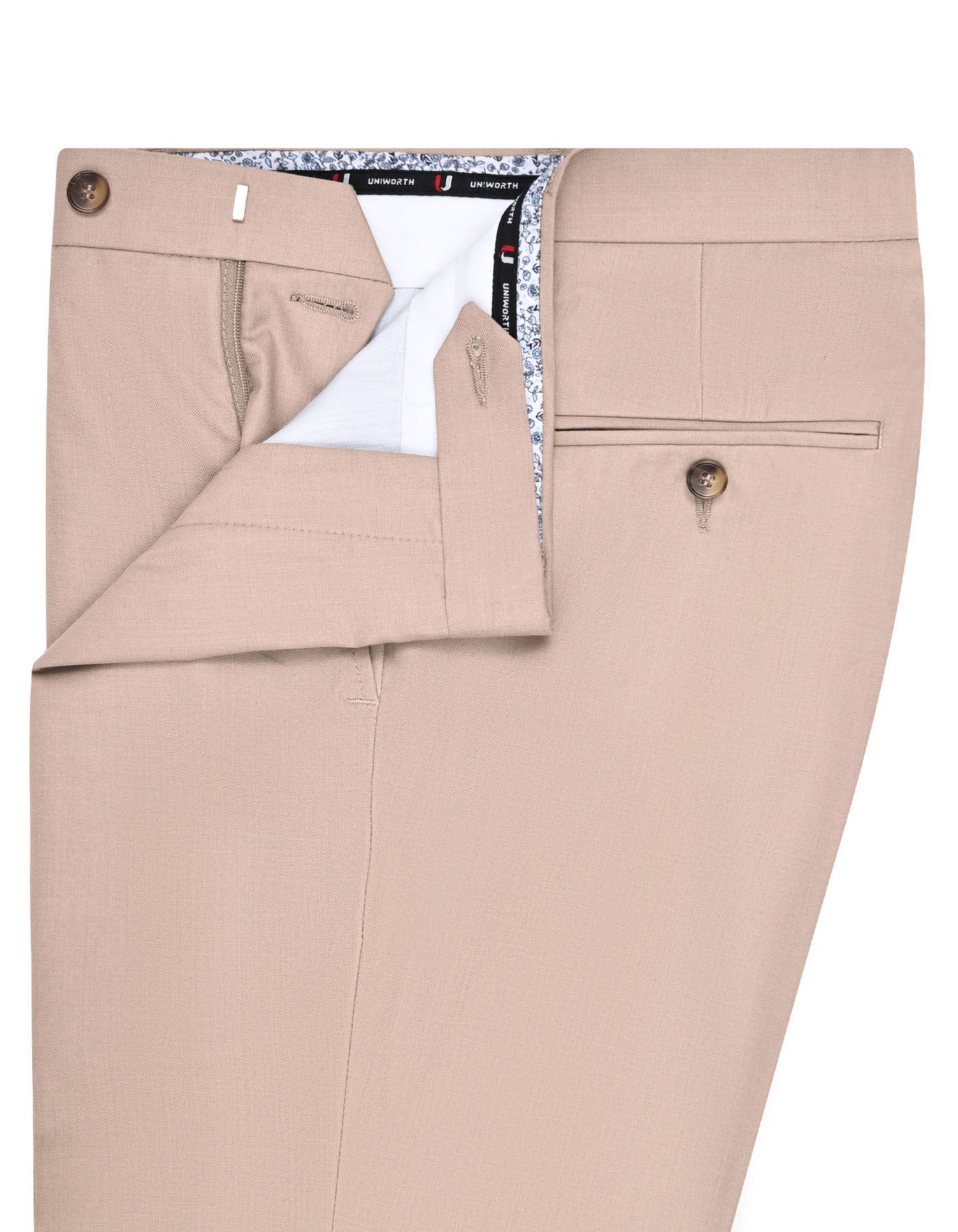 Beige Plain Classic Fit Formal Trouser - Image 2