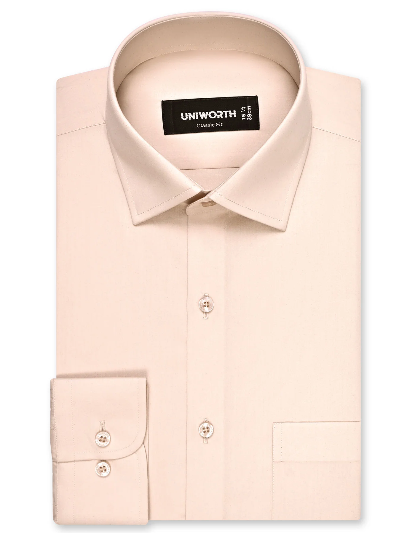 Beige Plain Classic Fit Shirt