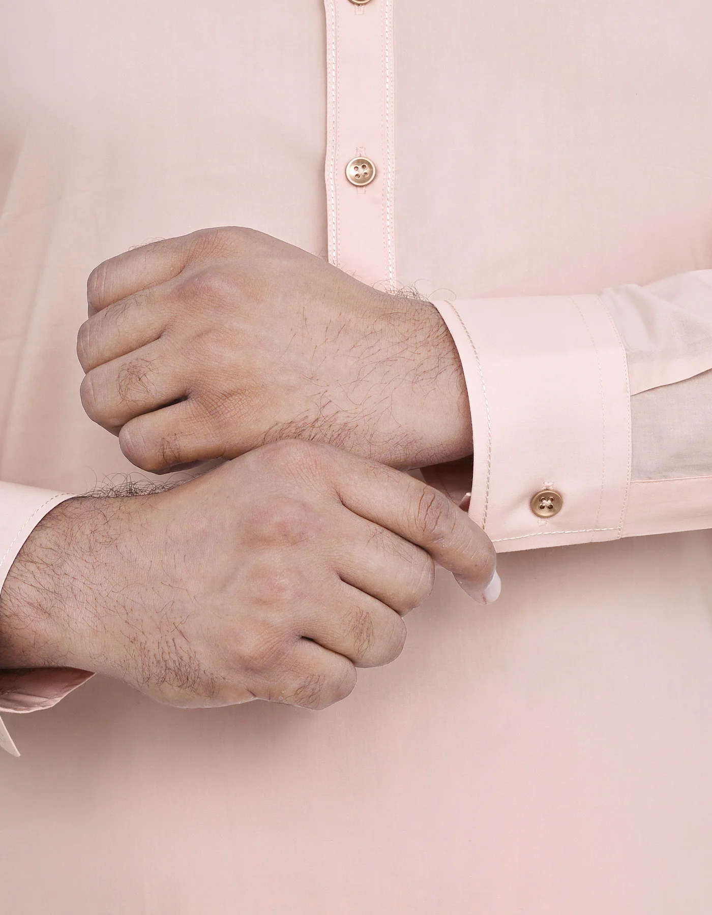 Beige Plain Kameez Shalwar - Image 3