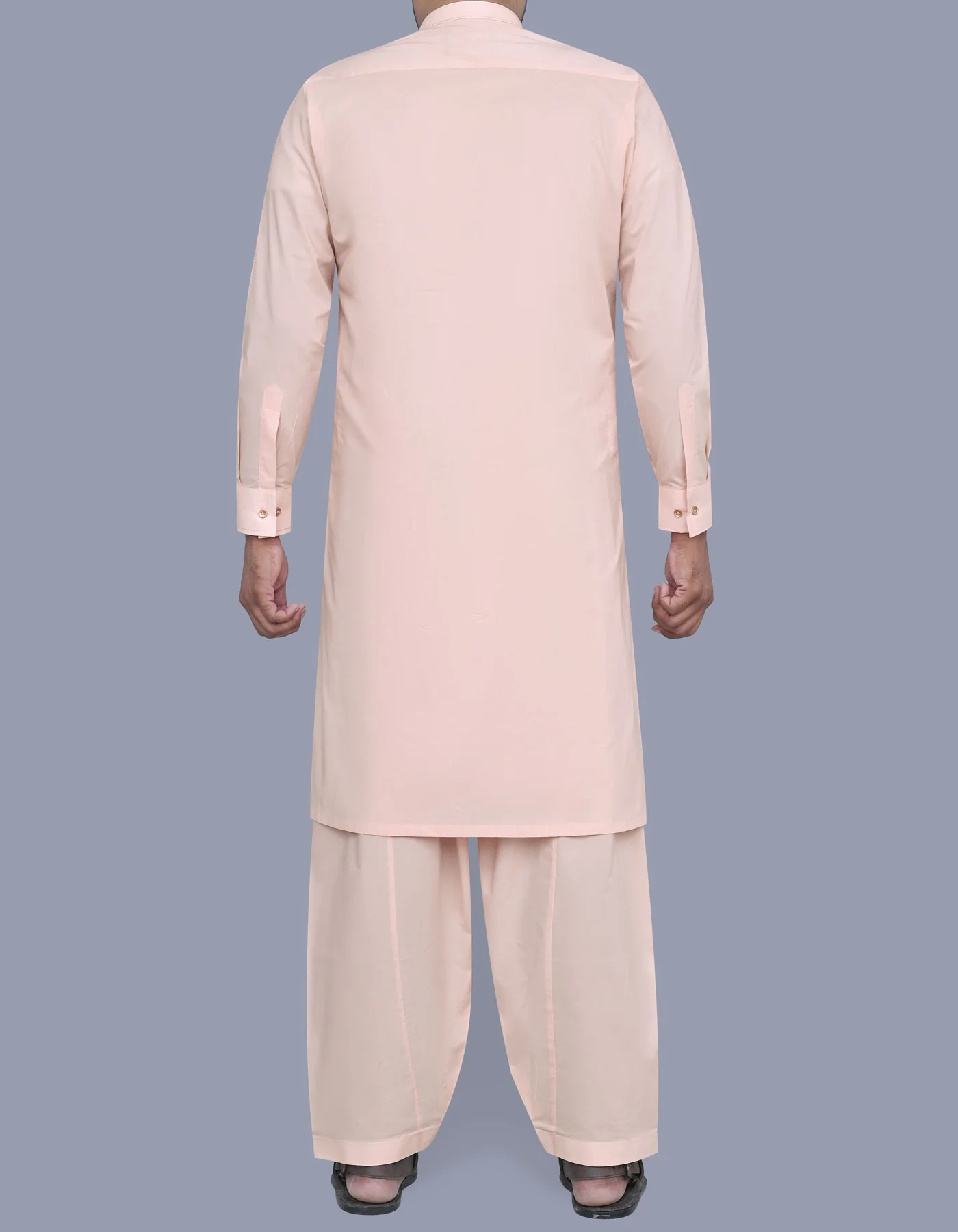 Beige Plain Kameez Shalwar - Image 4