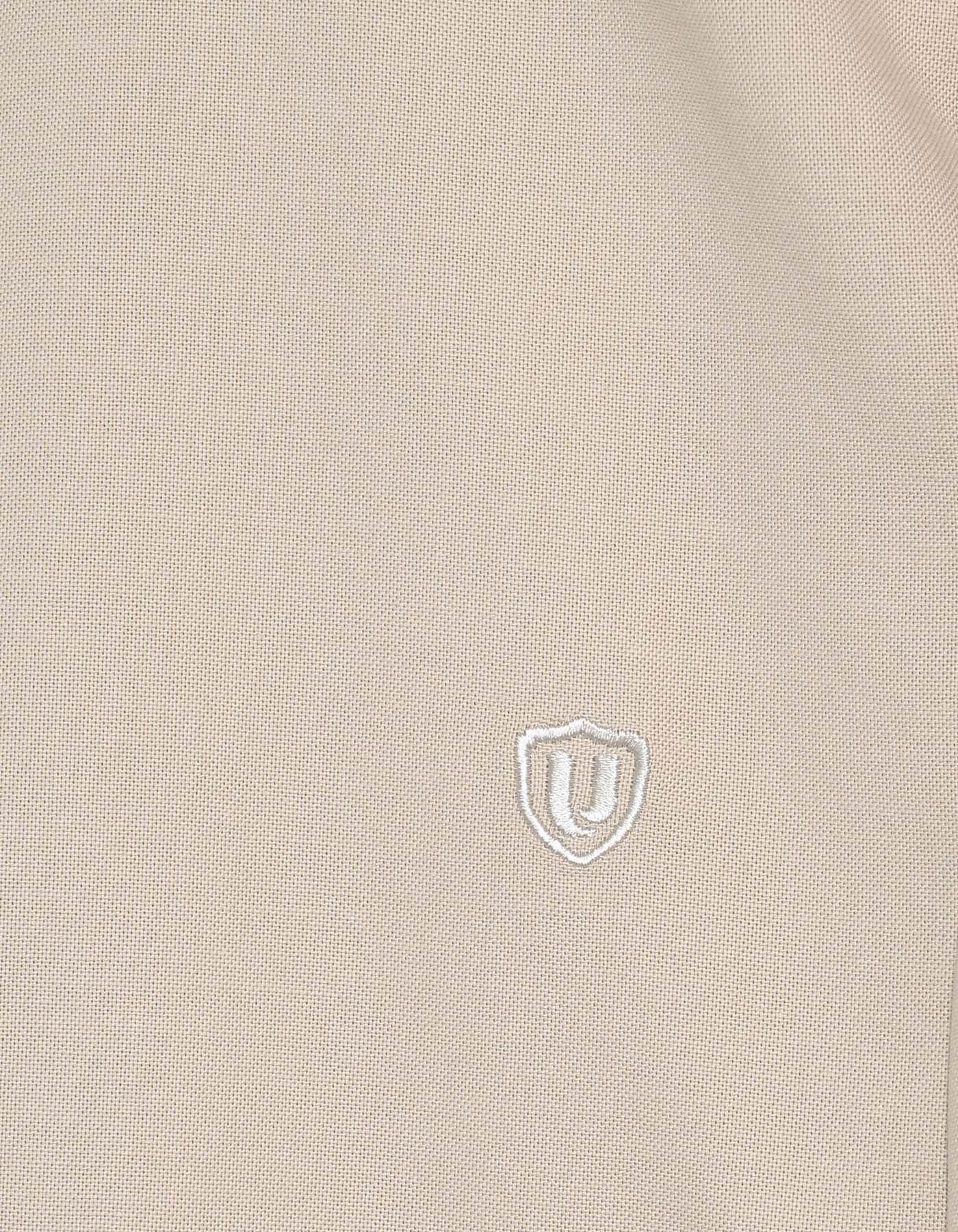 Beige Plain Regular Fit Casual Shirt - Image 6