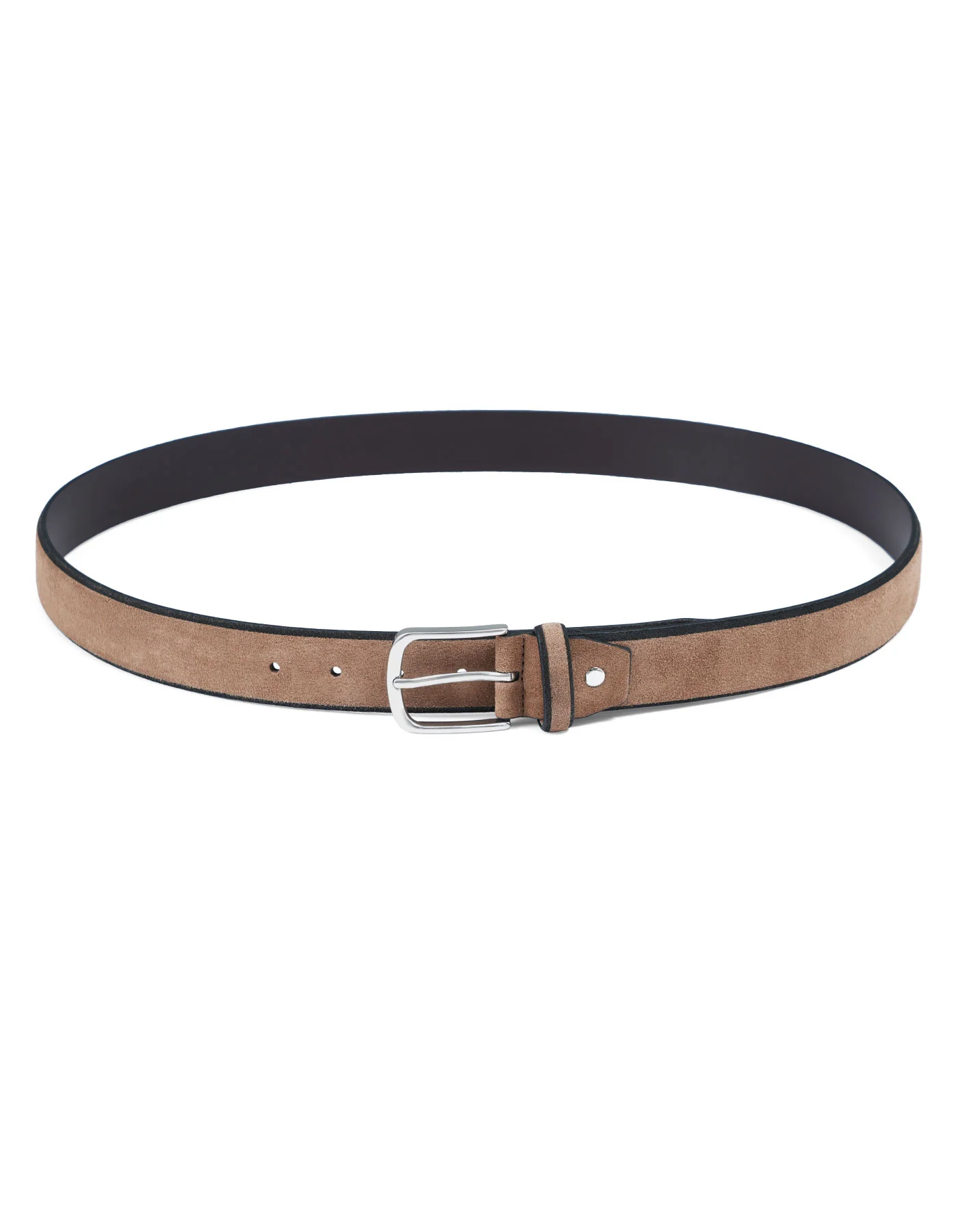 Beige Plain Suede Leather Belt - Image 2