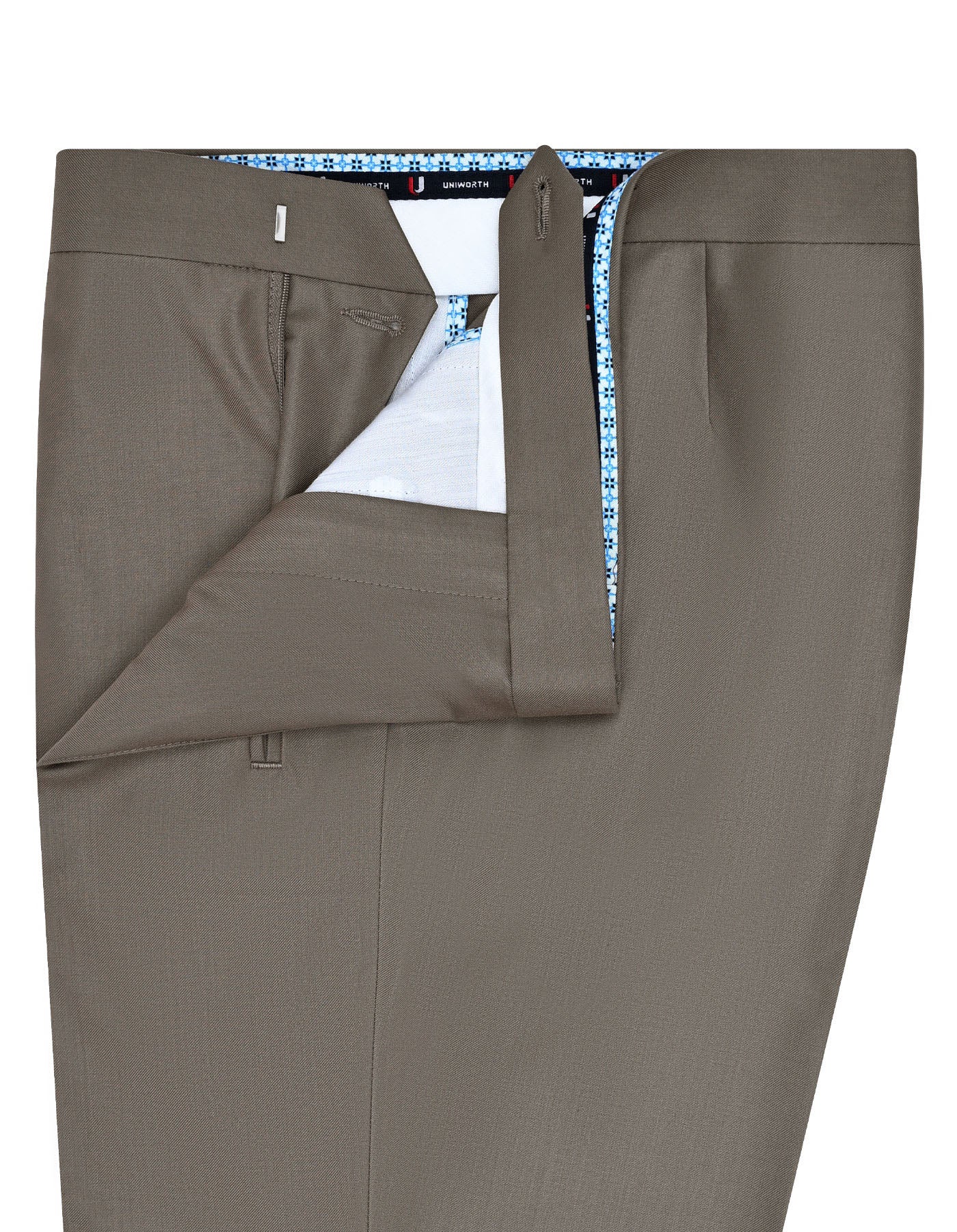 Beige Plain Tailored Smart Fit Formal Trouser - Image 3