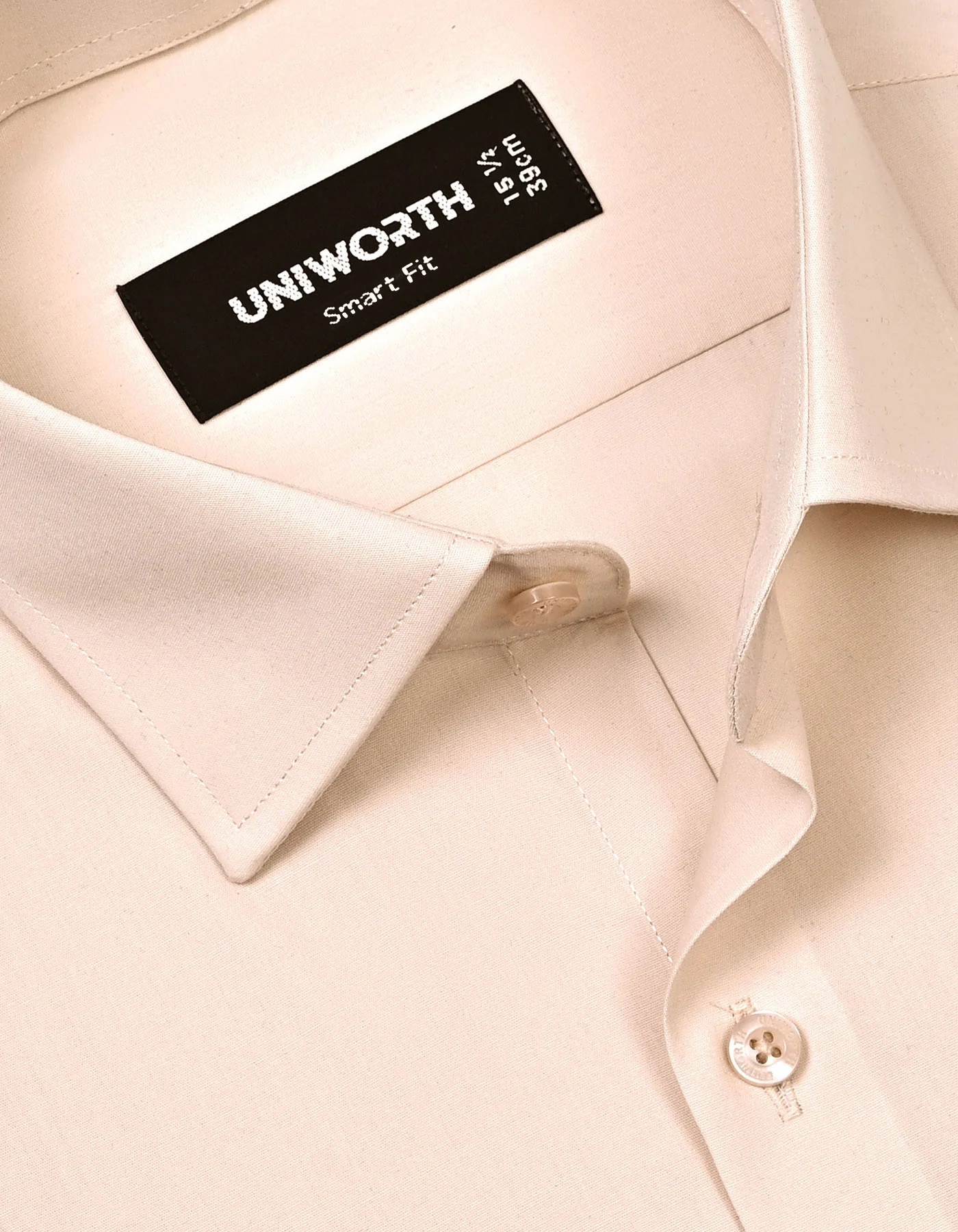 Beige Plain Tailored Smart Fit Shirt - Image 2