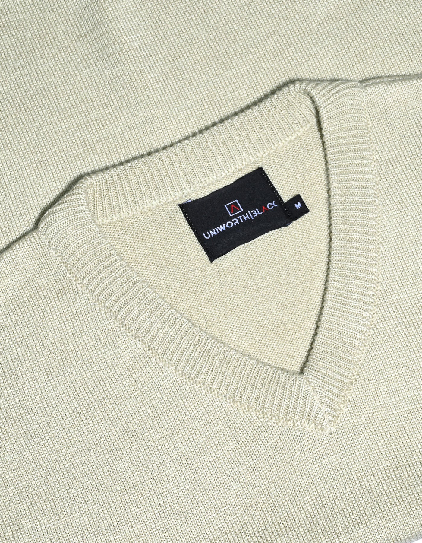 Beige Plain V-Neck Sleeveless Sweater - Image 2