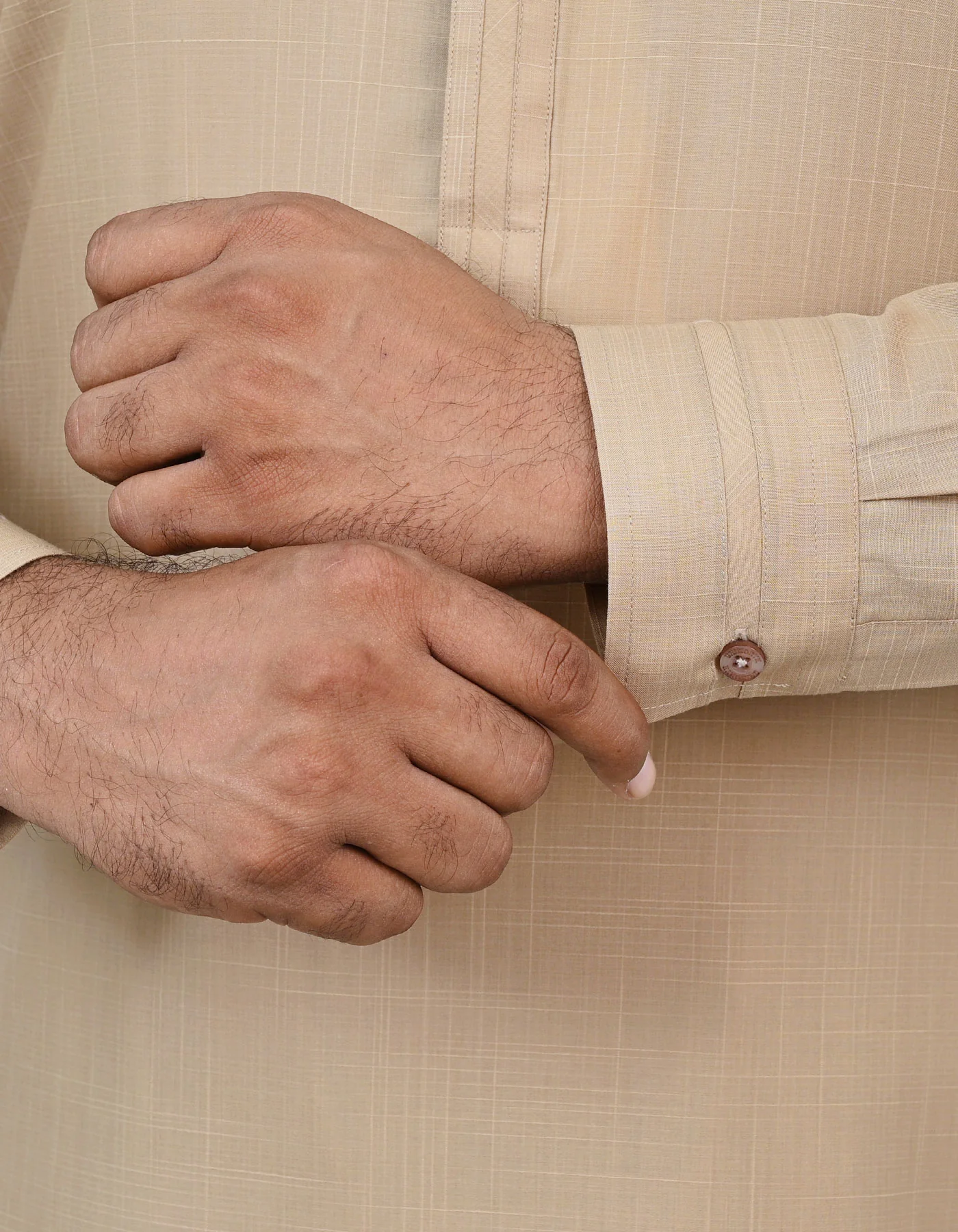 Beige Self Kameez Shalwar - Image 4