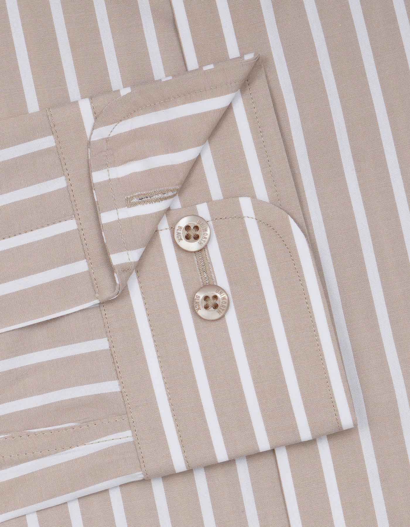 Beige Stripe Classic Fit Shirt - Image 3