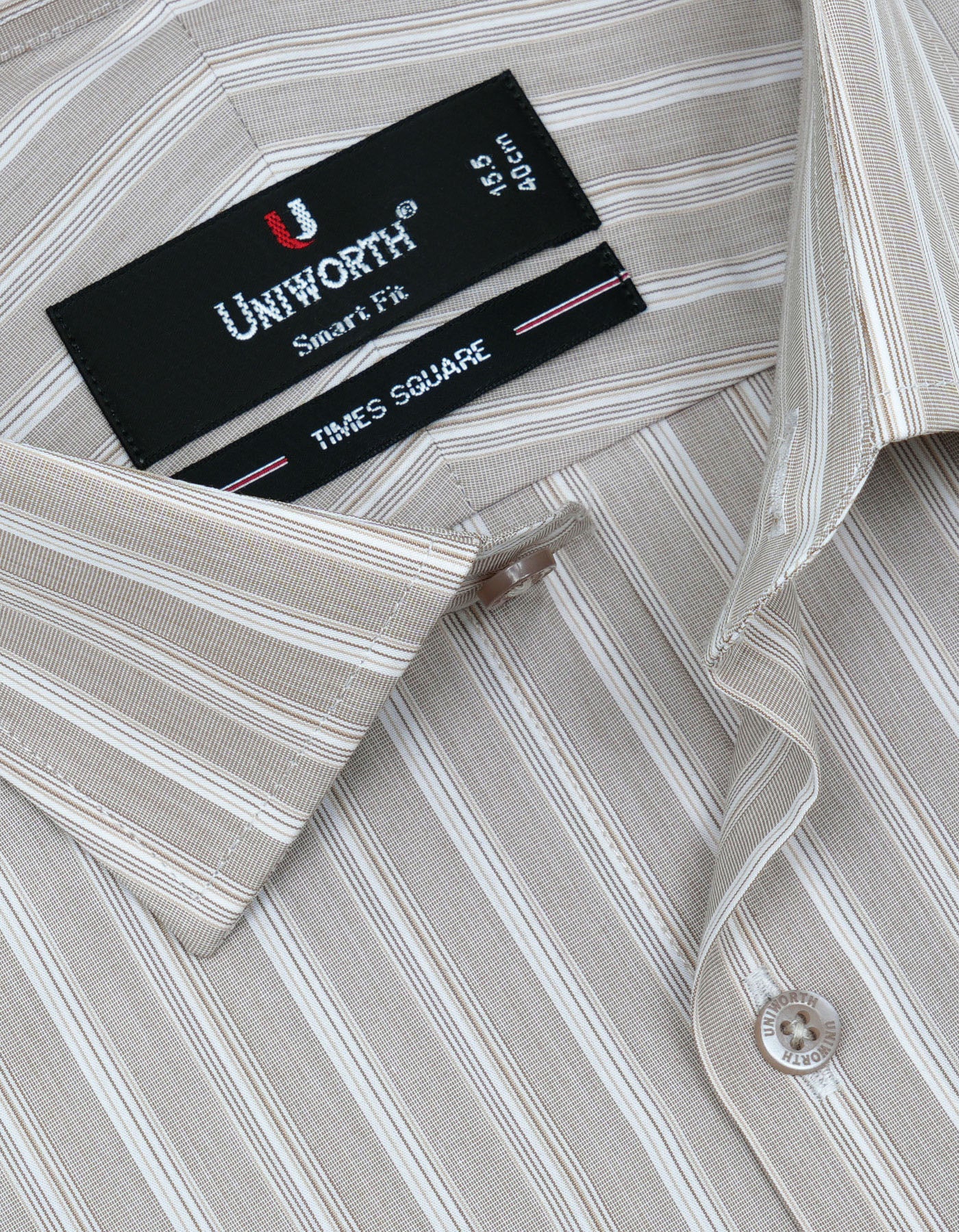 Beige Stripe Smart Fit Shirt - Image 2