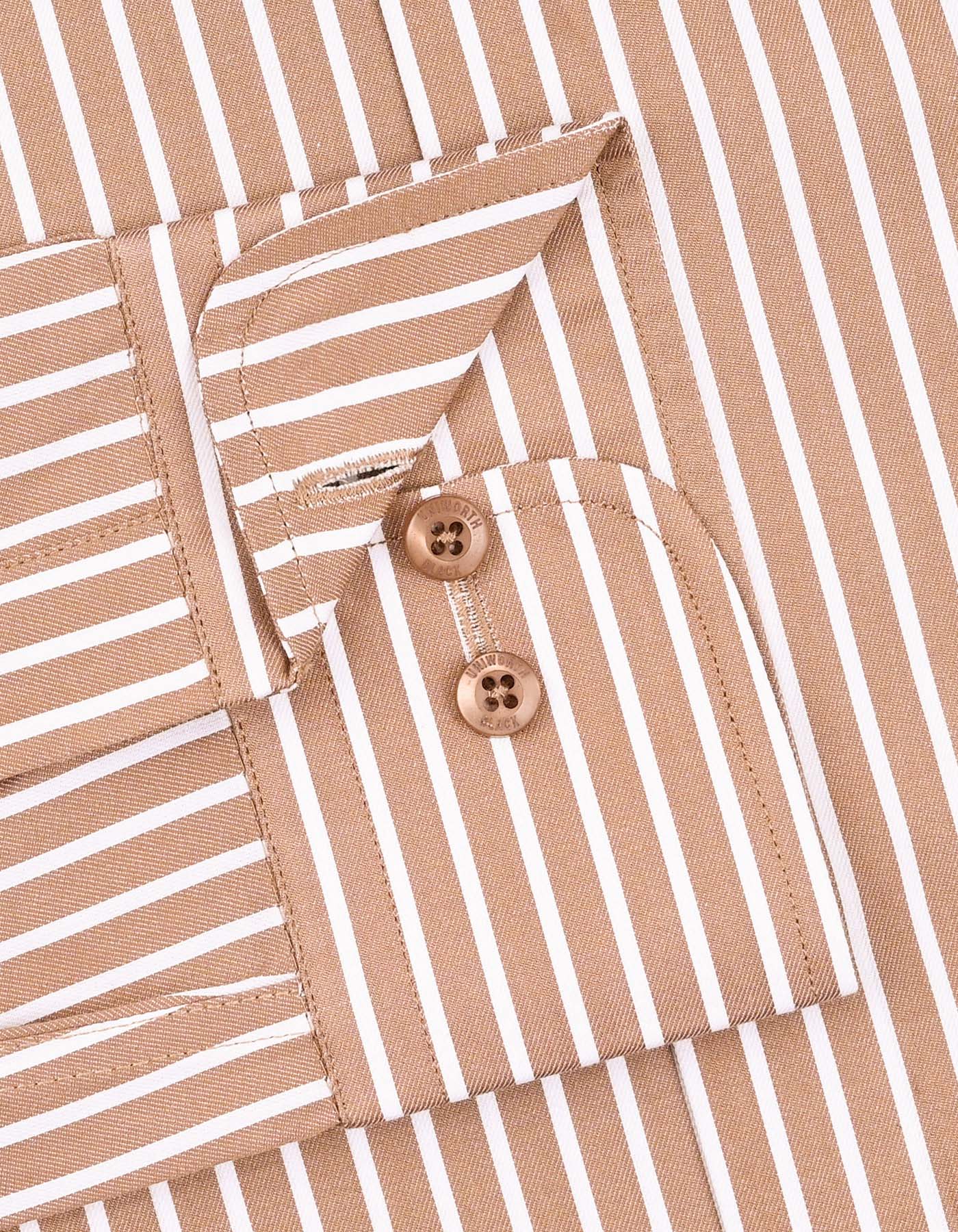 Beige Stripe Tailored Smart Fit Shirt - Image 3