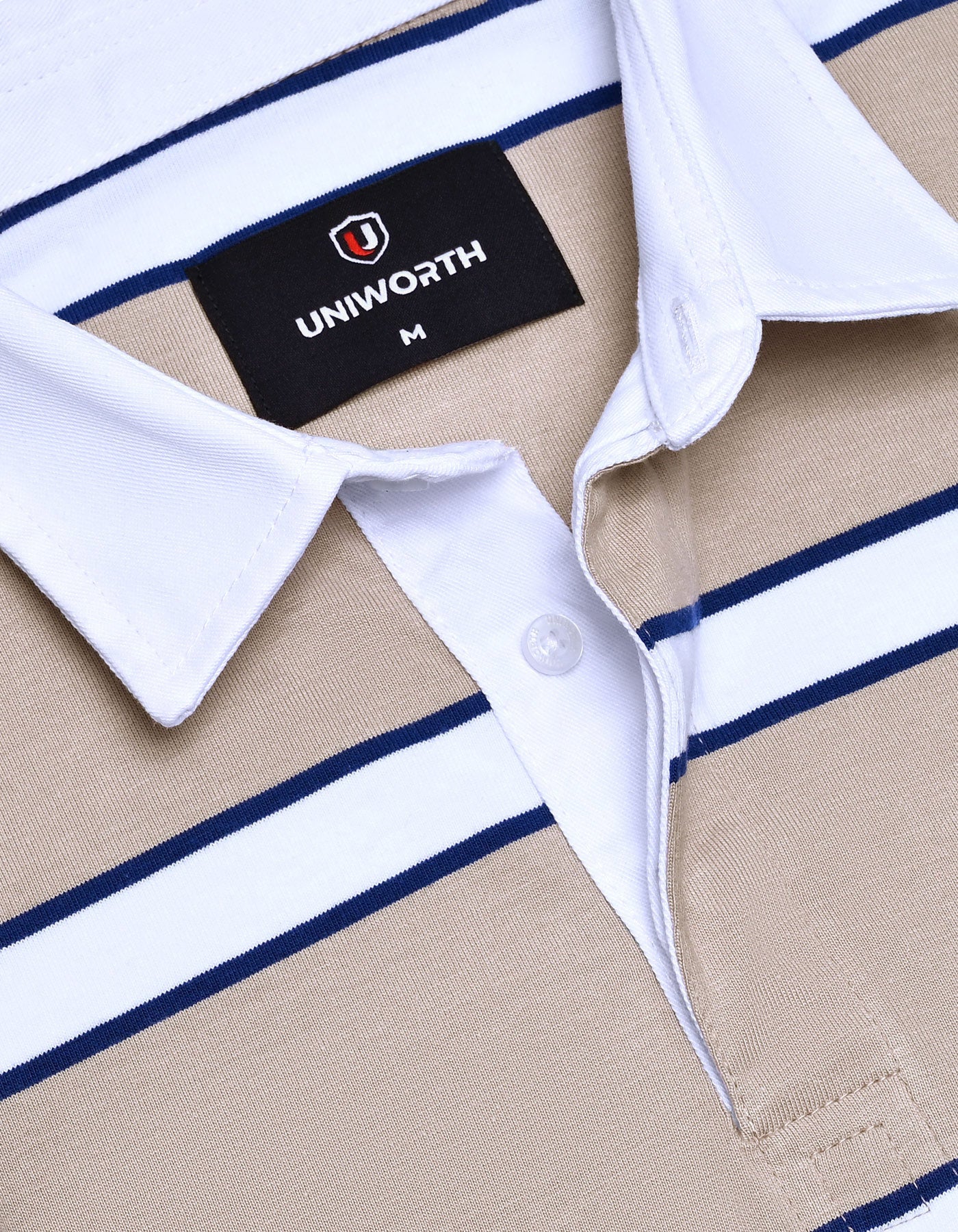 Beige Striped Rugby Polo - Image 3