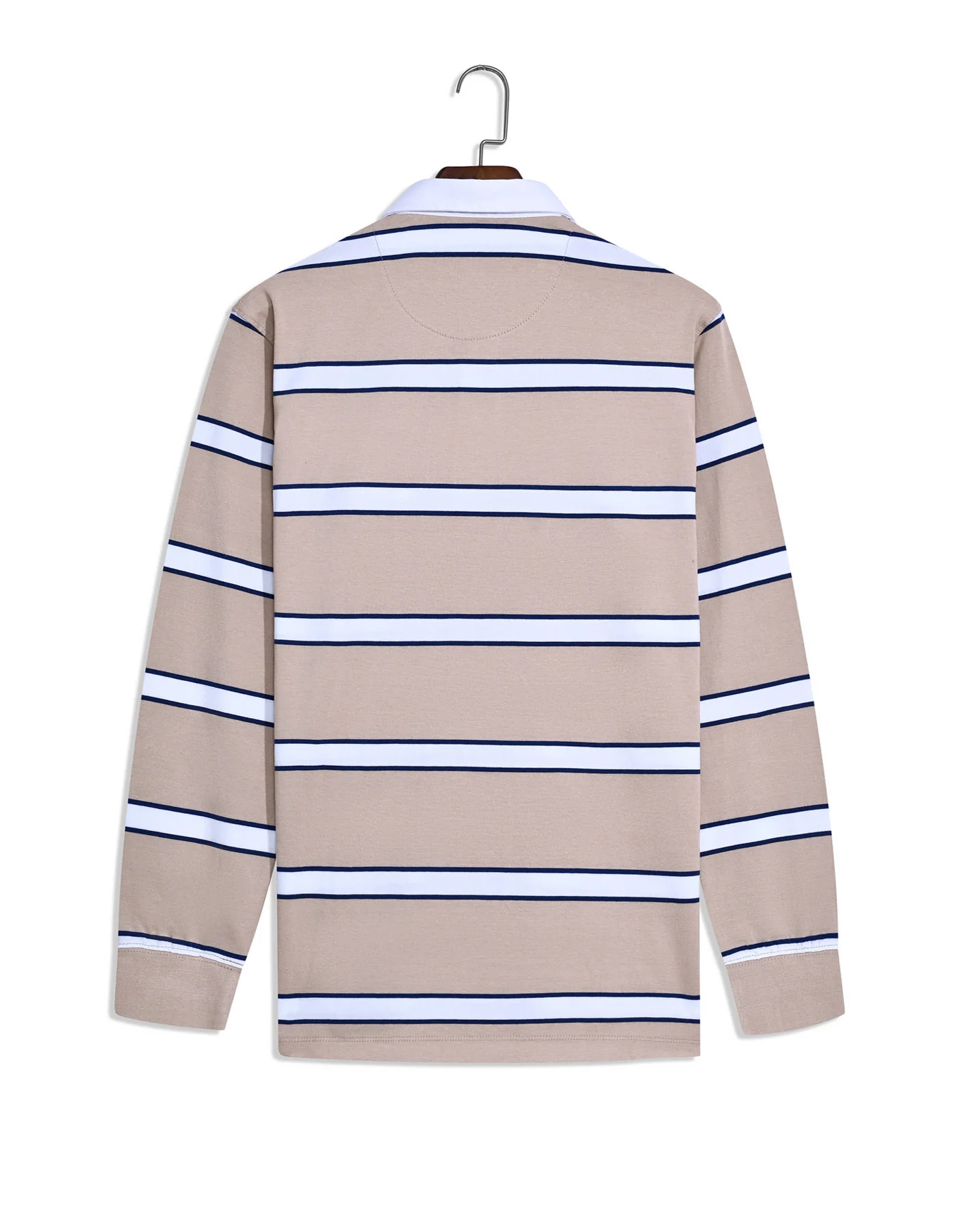 Beige Striped Rugby Polo - Image 4
