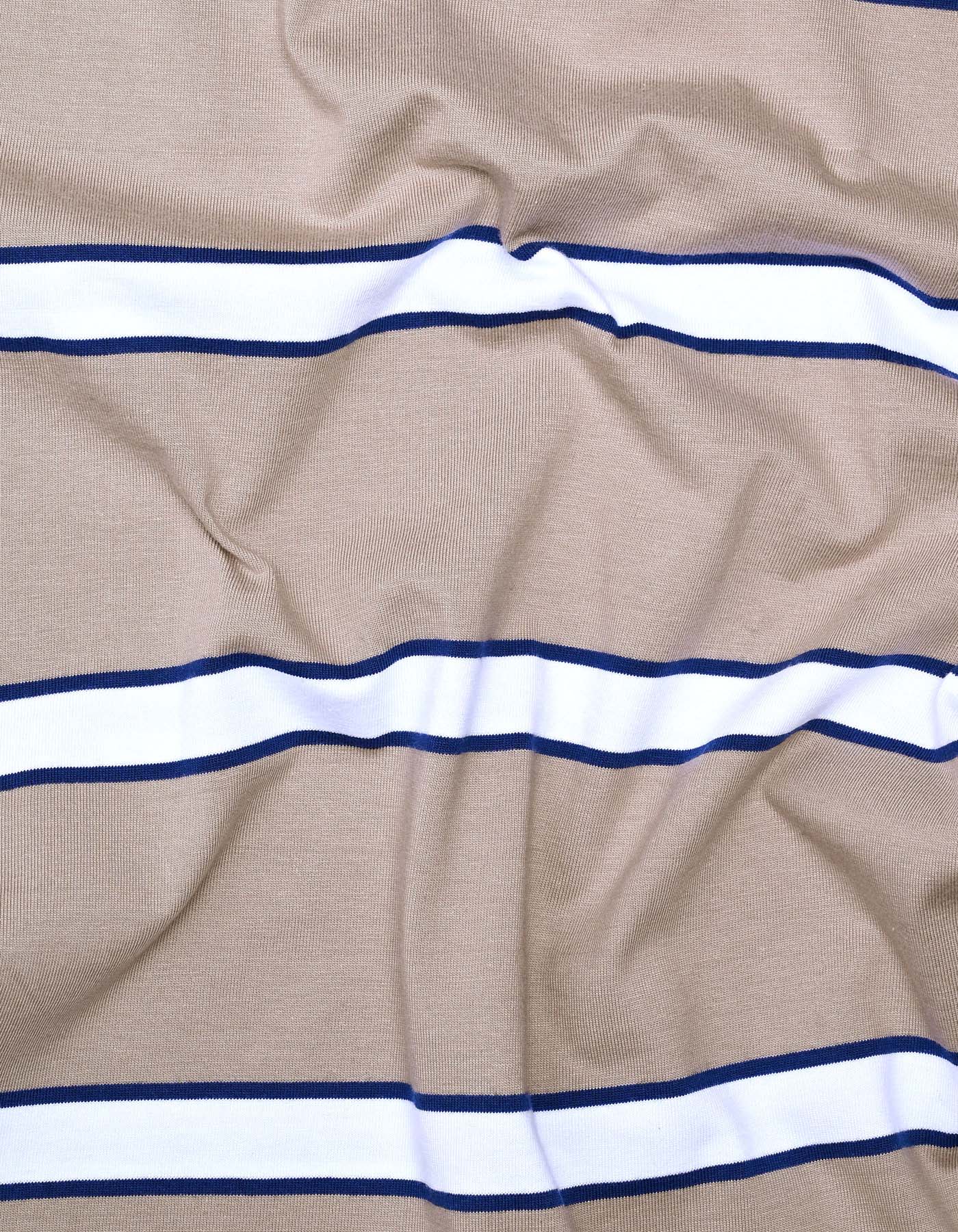 Beige Striped Rugby Polo - Image 5