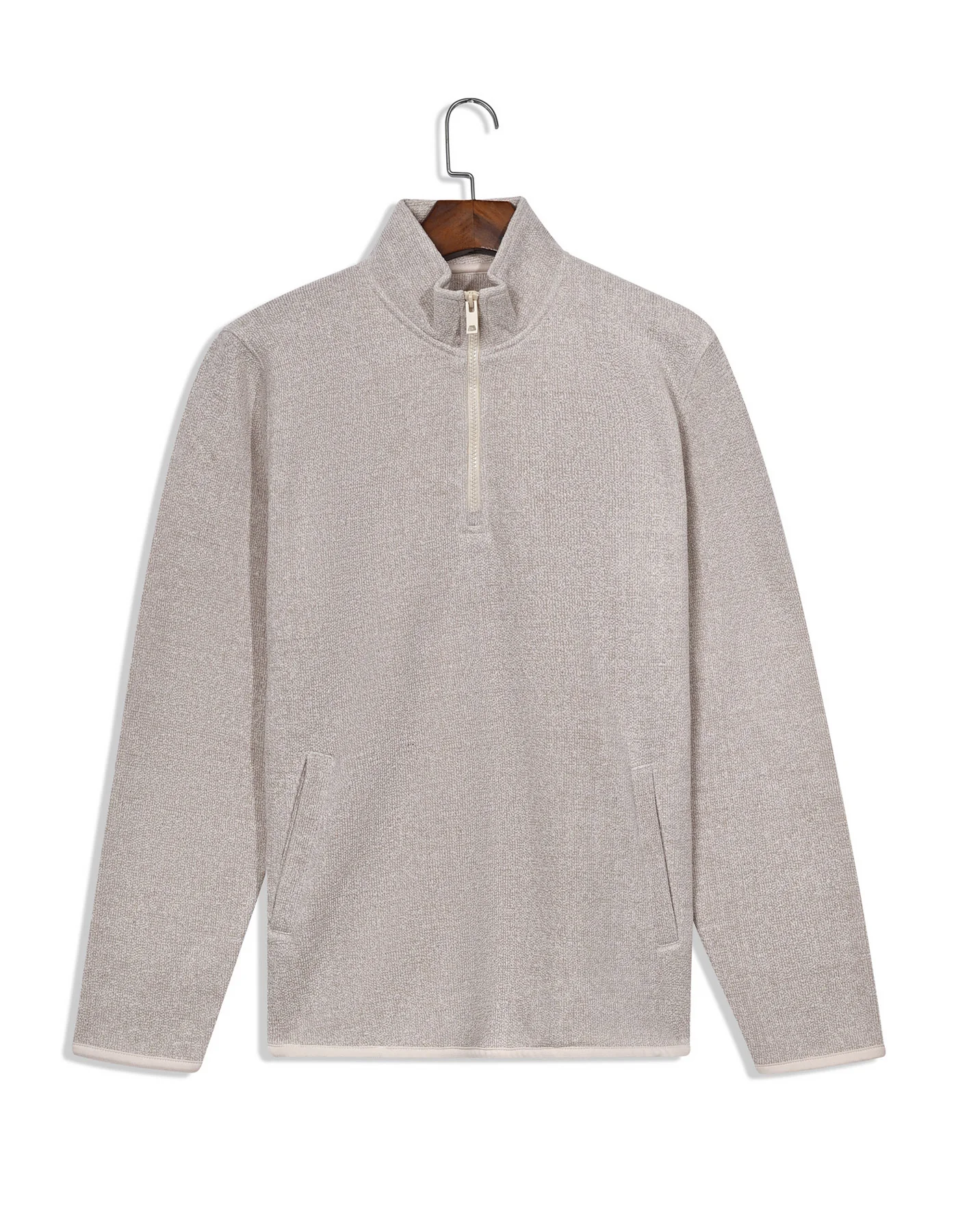 Beige Texture Half Zipper