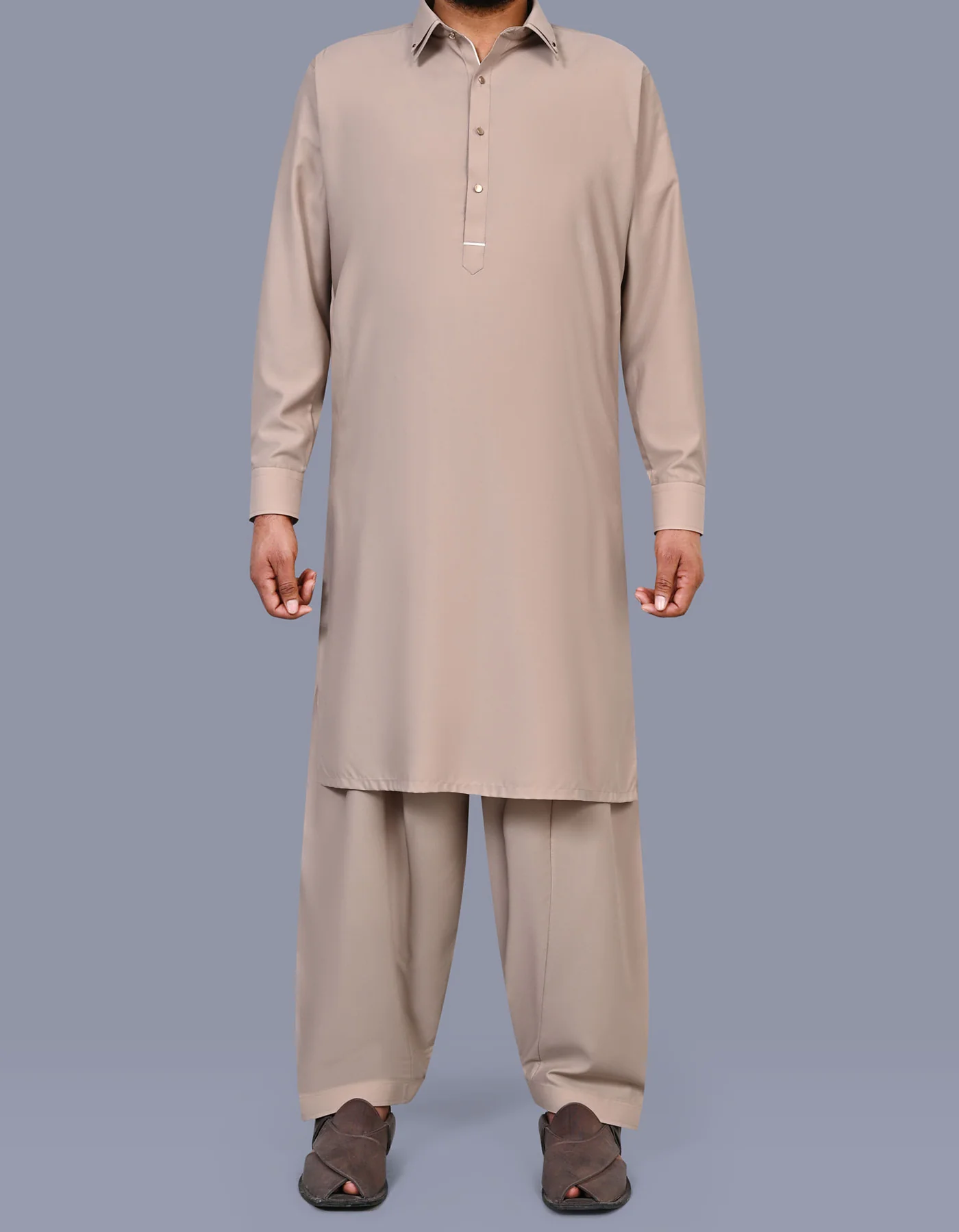 Beige Texture Kameez Shalwar