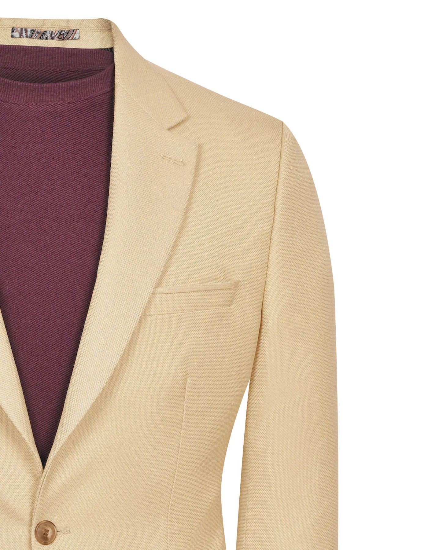 Beige Texture Tailored Smart Fit Coat - Image 2