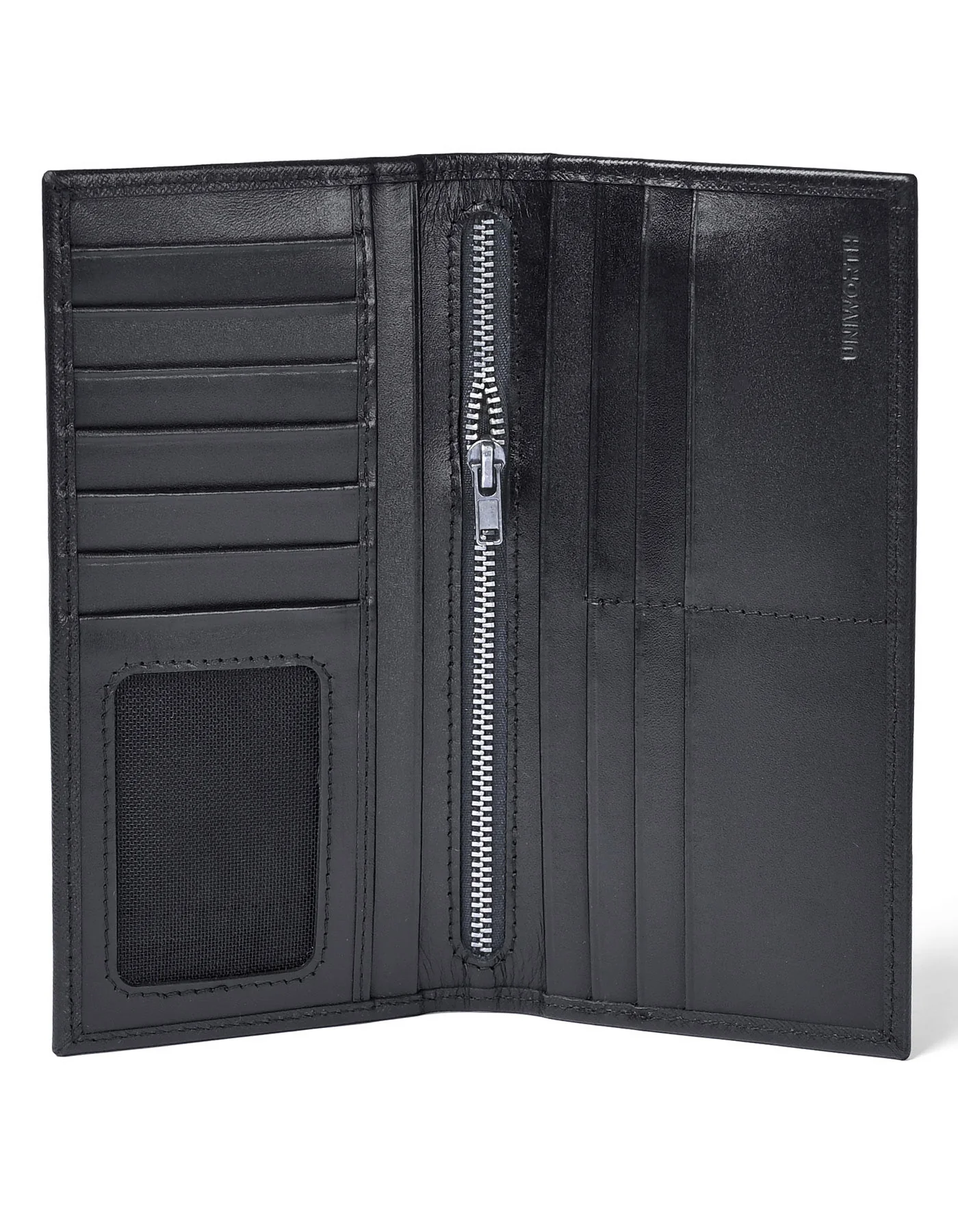 Black 100% Leather Long Wallet - Image 2