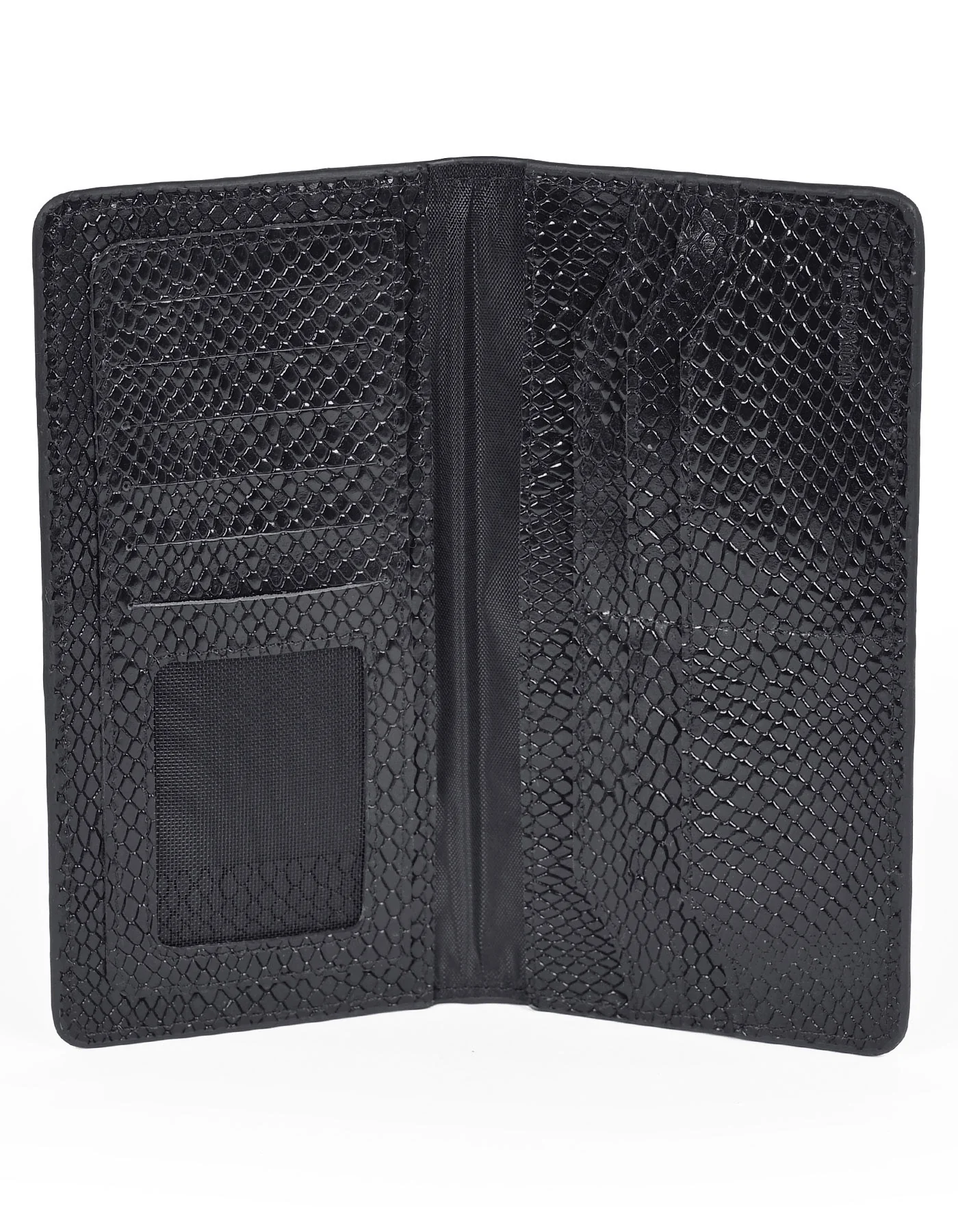 Black 100% Leather Long Wallet - Image 2