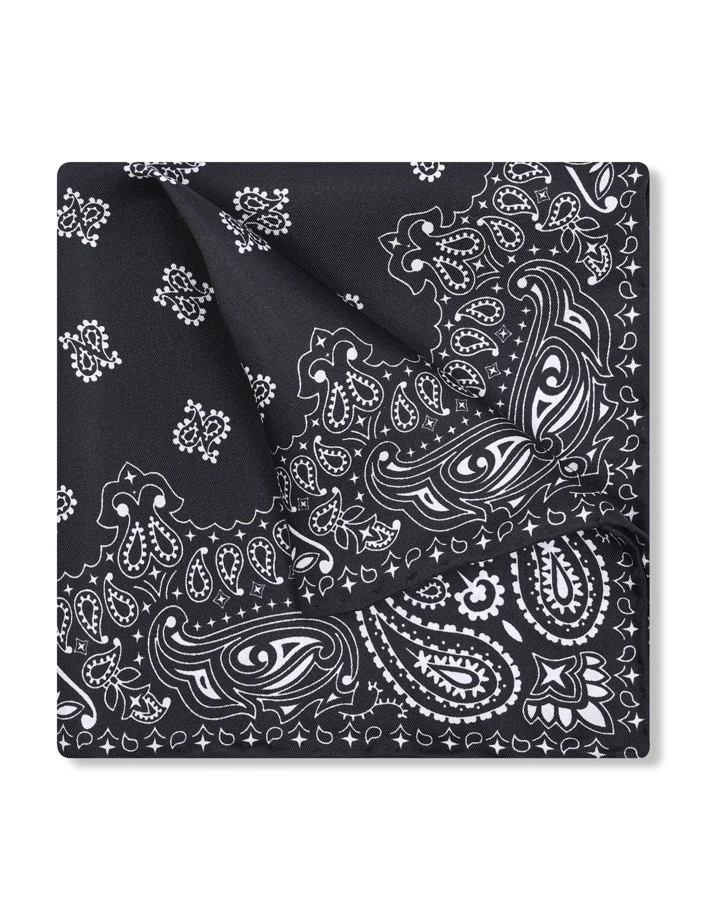 Black 100% Silk Pocket Square - Image 3