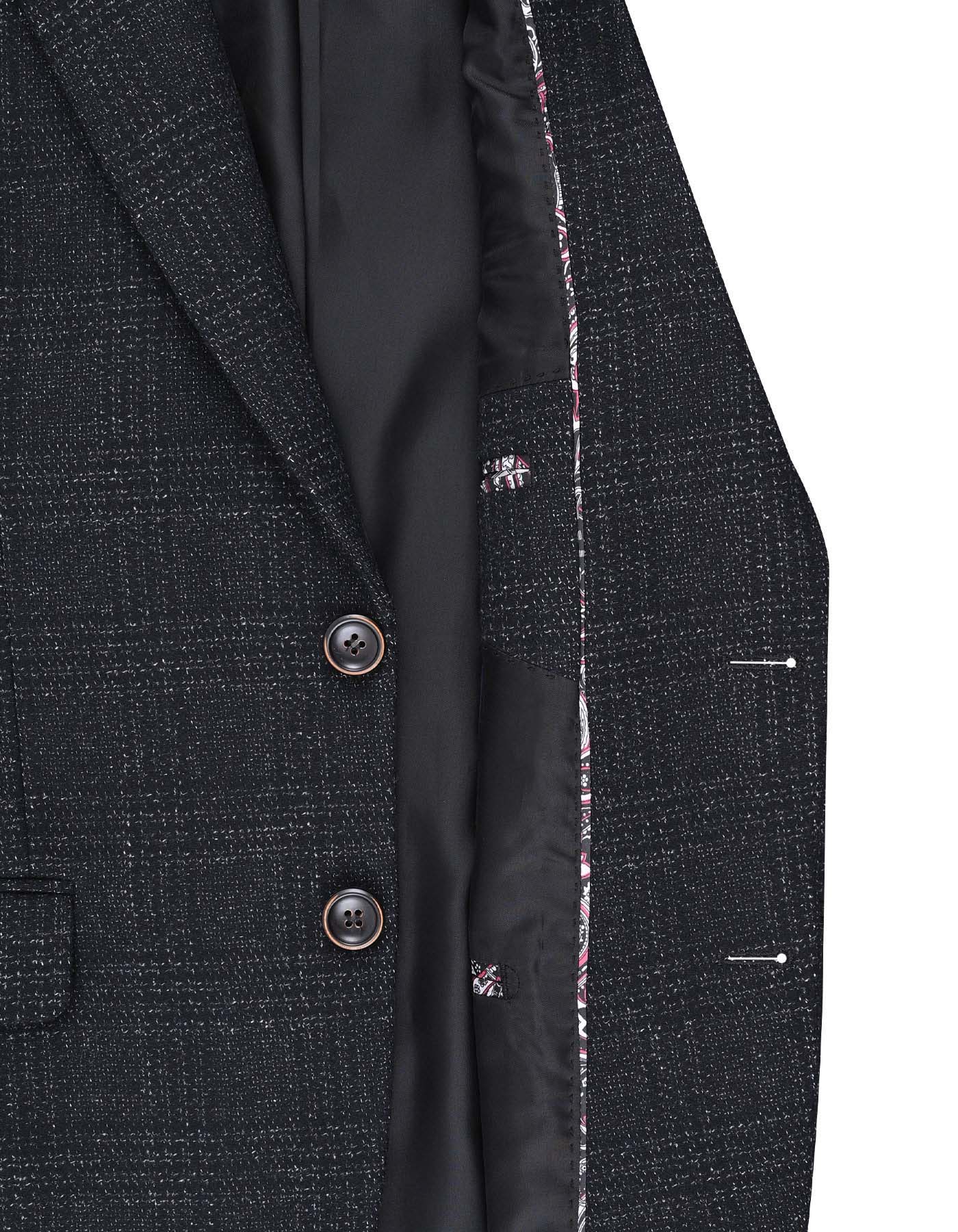 Black Check Tailored Smart Fit Coat - Image 6