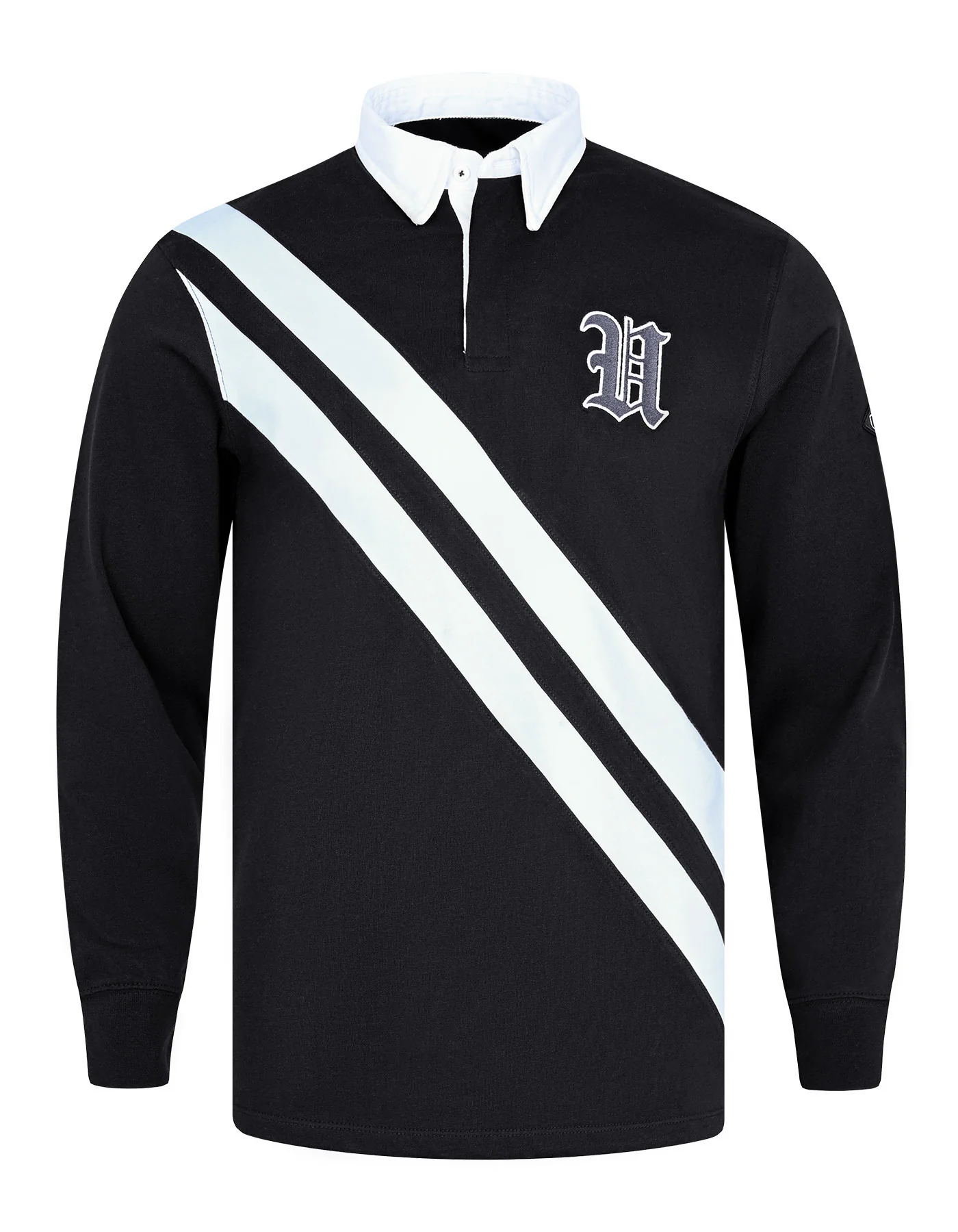 Black Embroidered Cotton Rugby Polo - Image 2