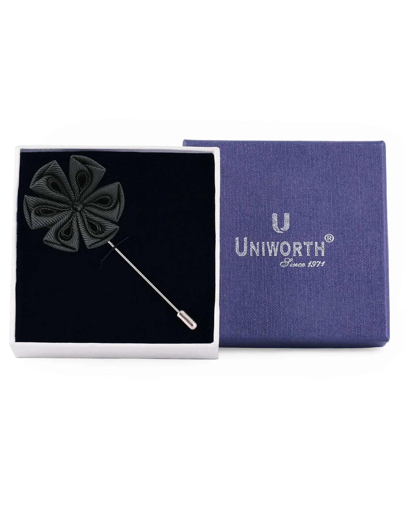 Black Floral Stick Coat Lapel Pin - Image 2