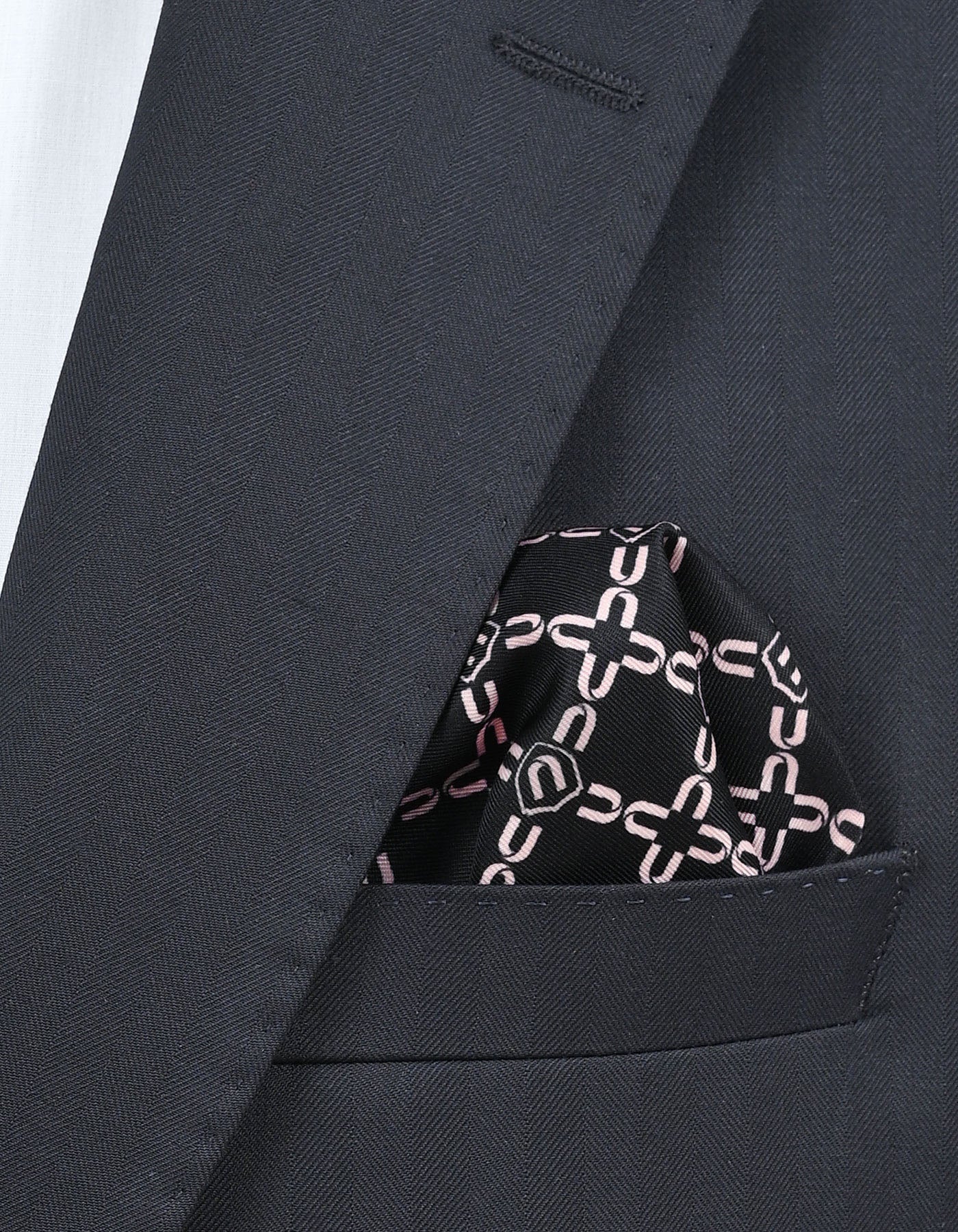 Black Geometric Pocket Square