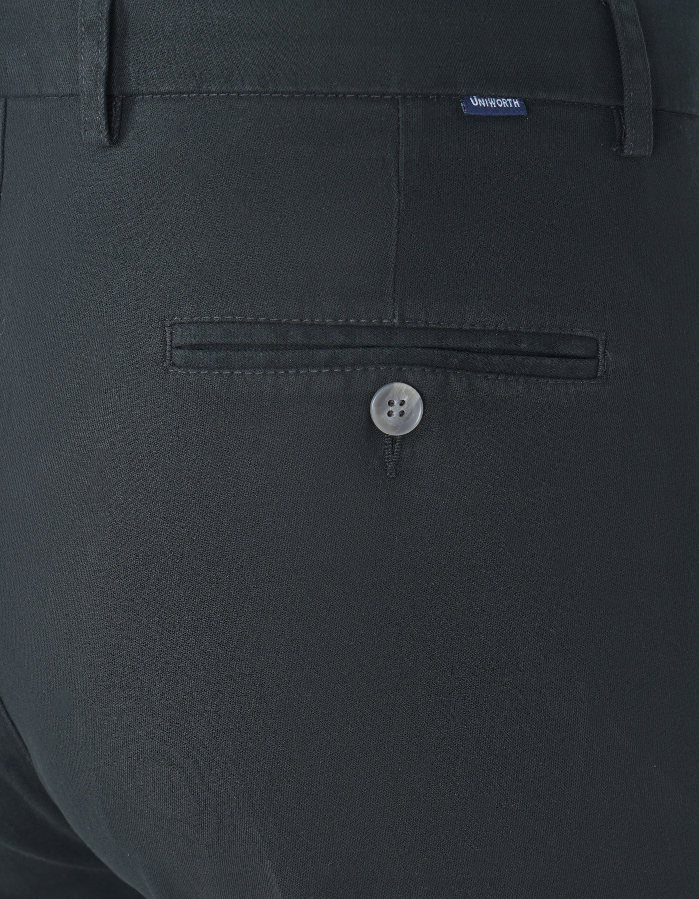 Black Plain Classic Fit Cotton Trouser - Image 4