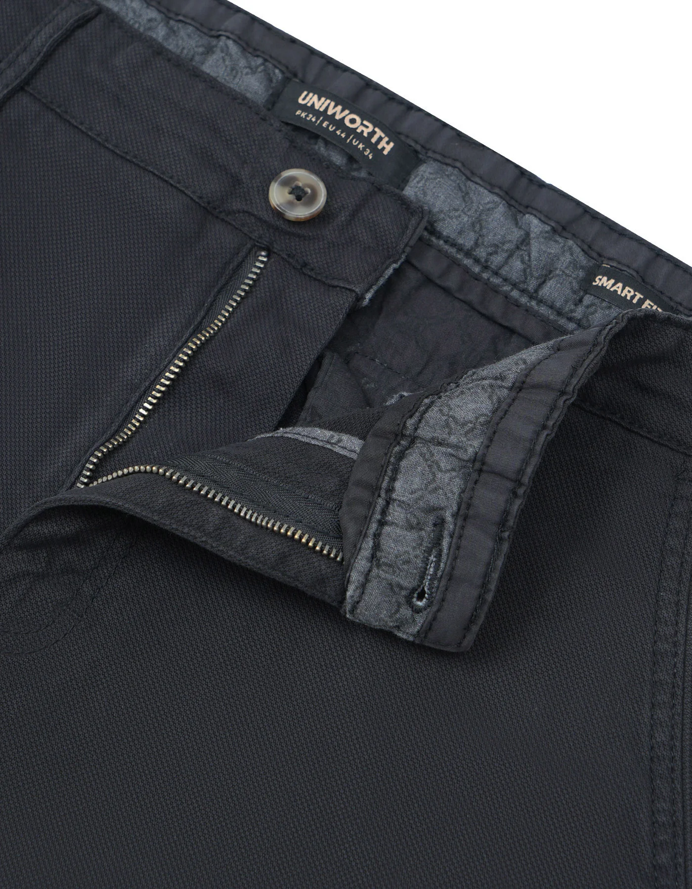 Black Plain Classic Fit Cotton Trouser - Image 2