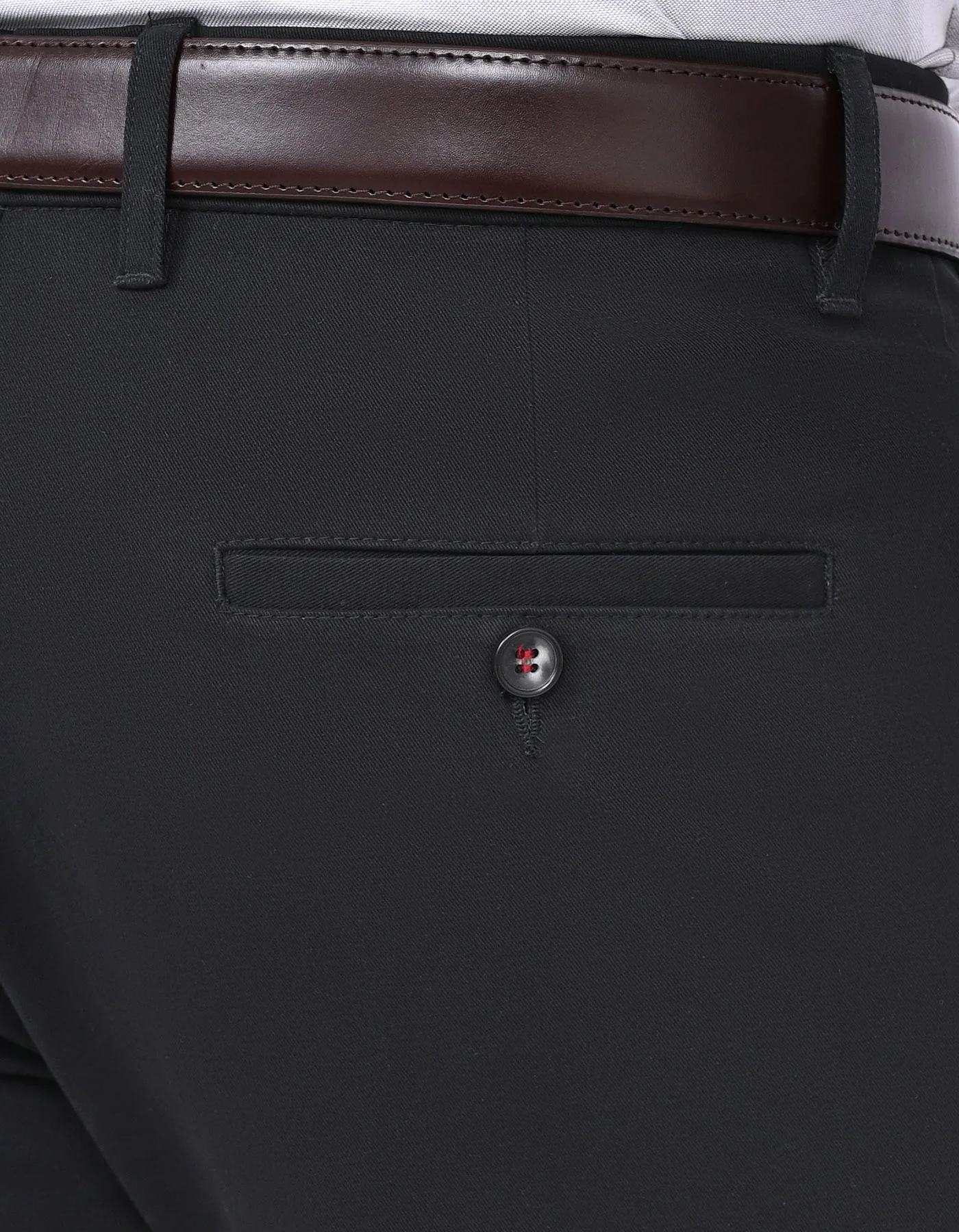Black Plain Classic Fit Cotton Trouser - Image 4