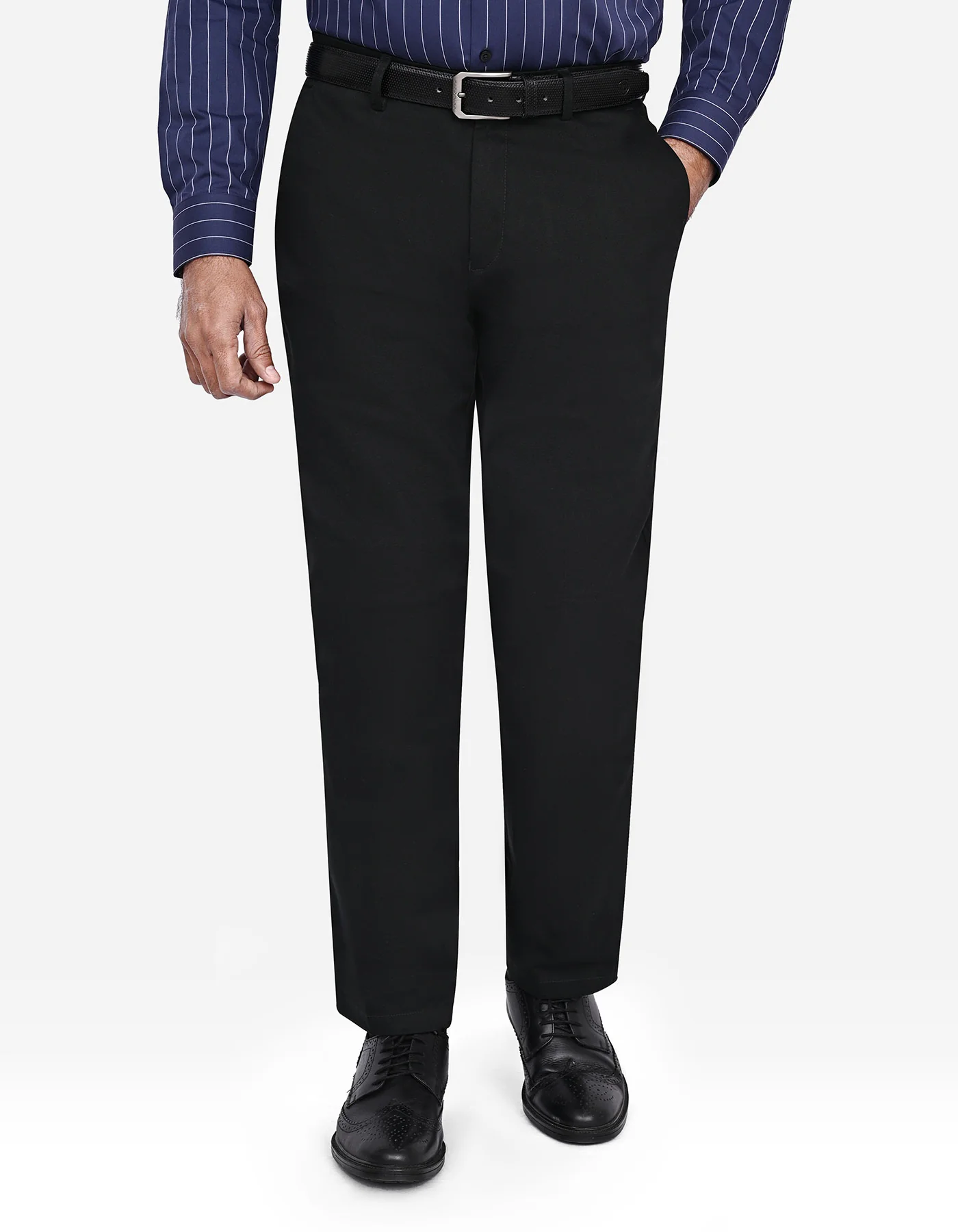 Black Plain Classic Fit Cotton Trouser