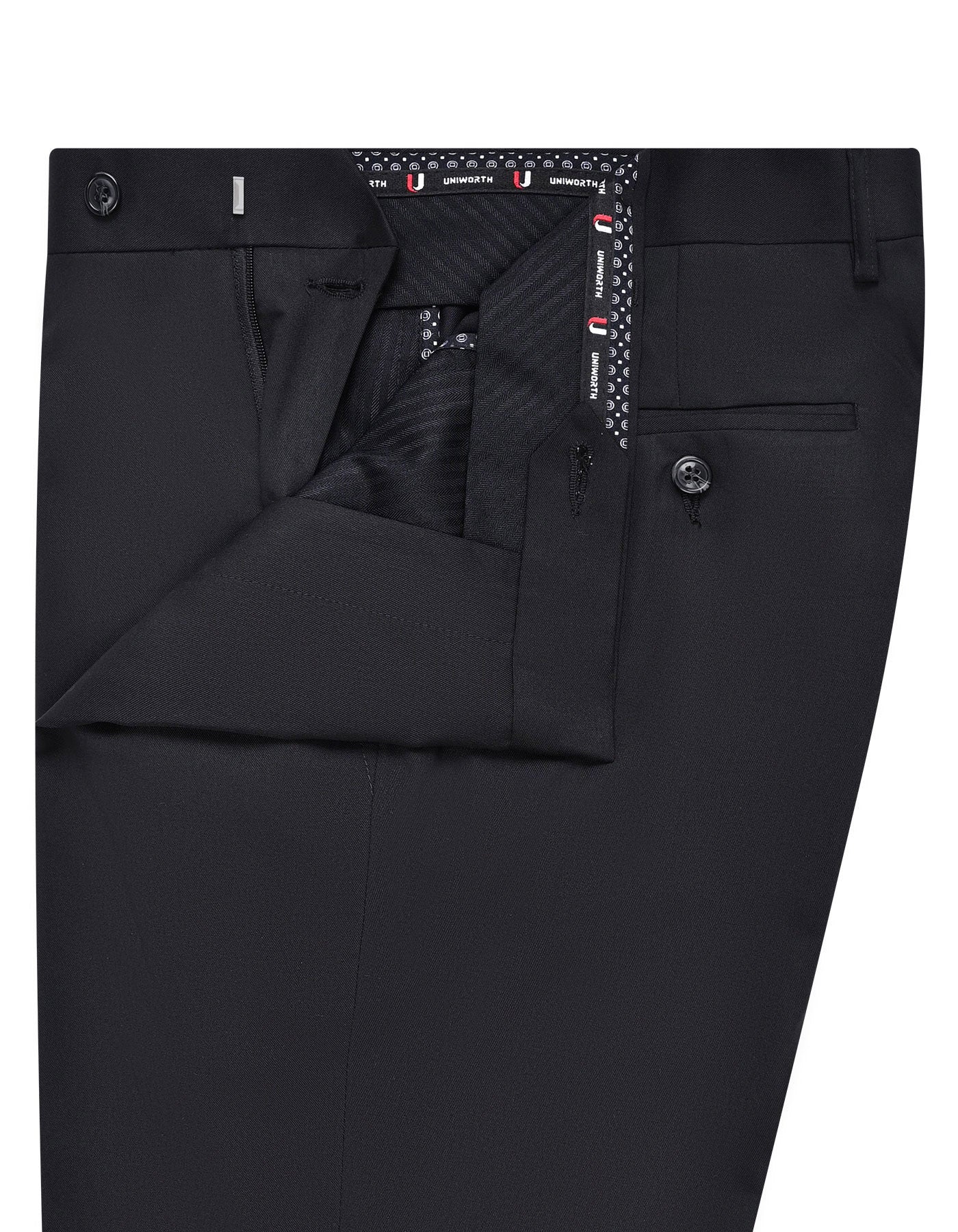 Black Plain Classic Fit Formal Trouser - Image 2