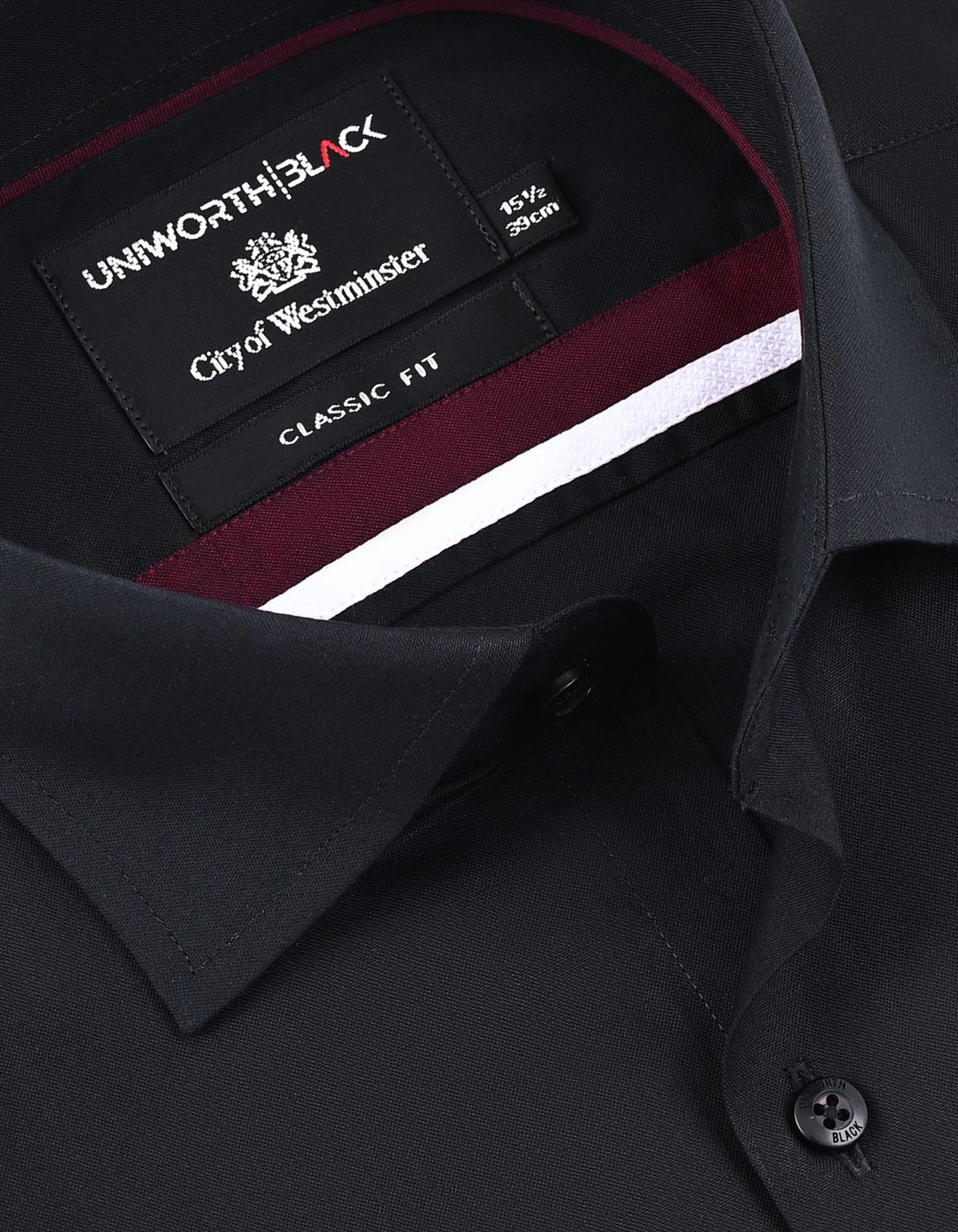 Black Plain Classic Fit Shirt - Image 2