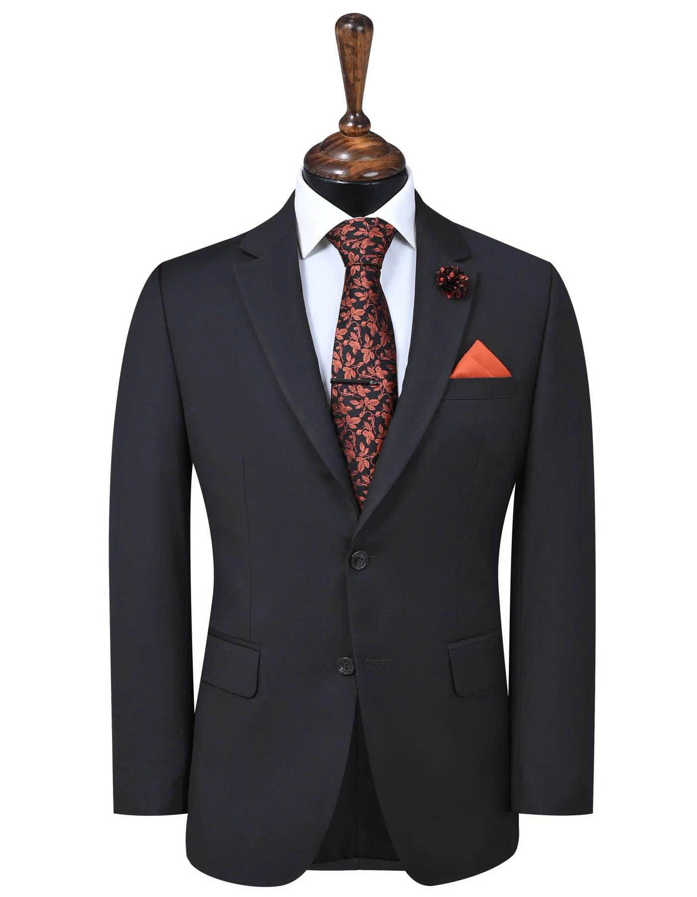 Black Plain Classic Fit Suit