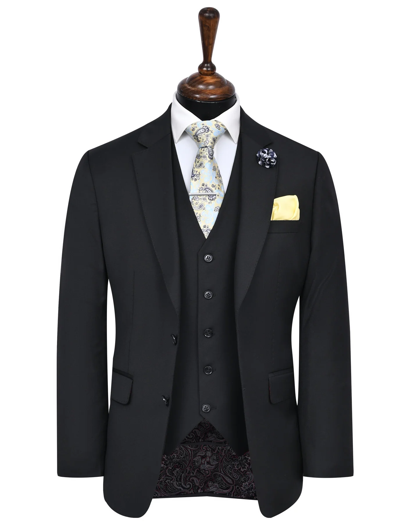 Black Plain Classic Fit Suit