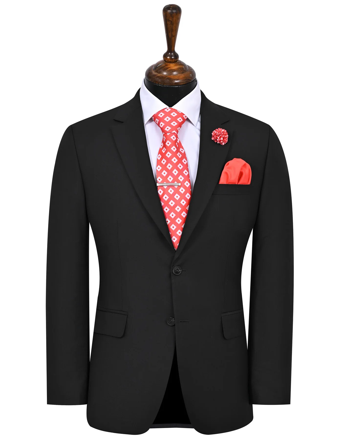Black Plain Classic Fit Suit