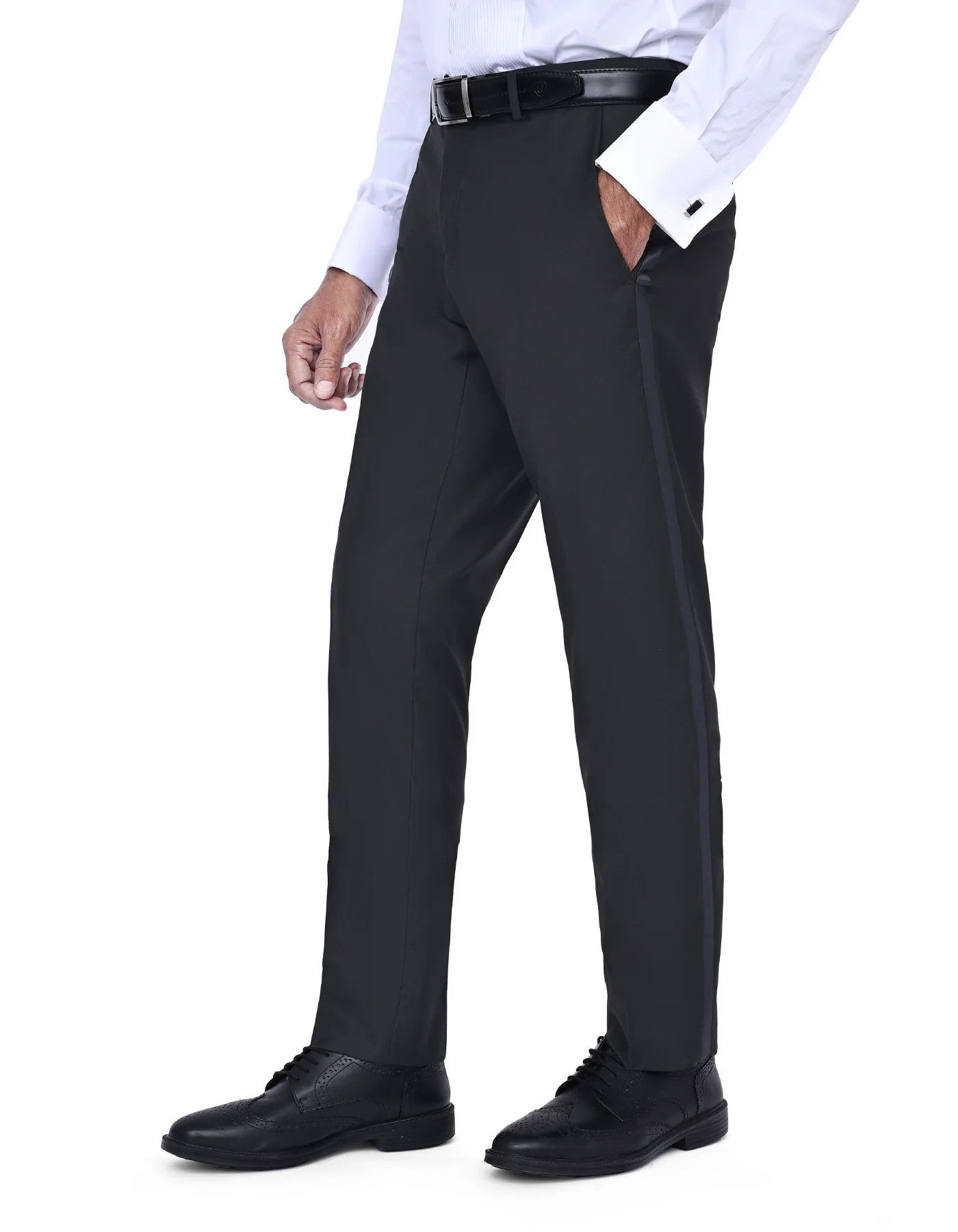 Black Plain Classic Fit Tuxedo Suit - Image 2