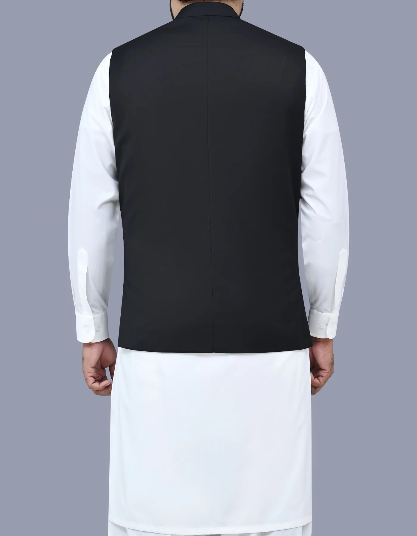 Black Plain Classic Fit Waistcoat - Image 4